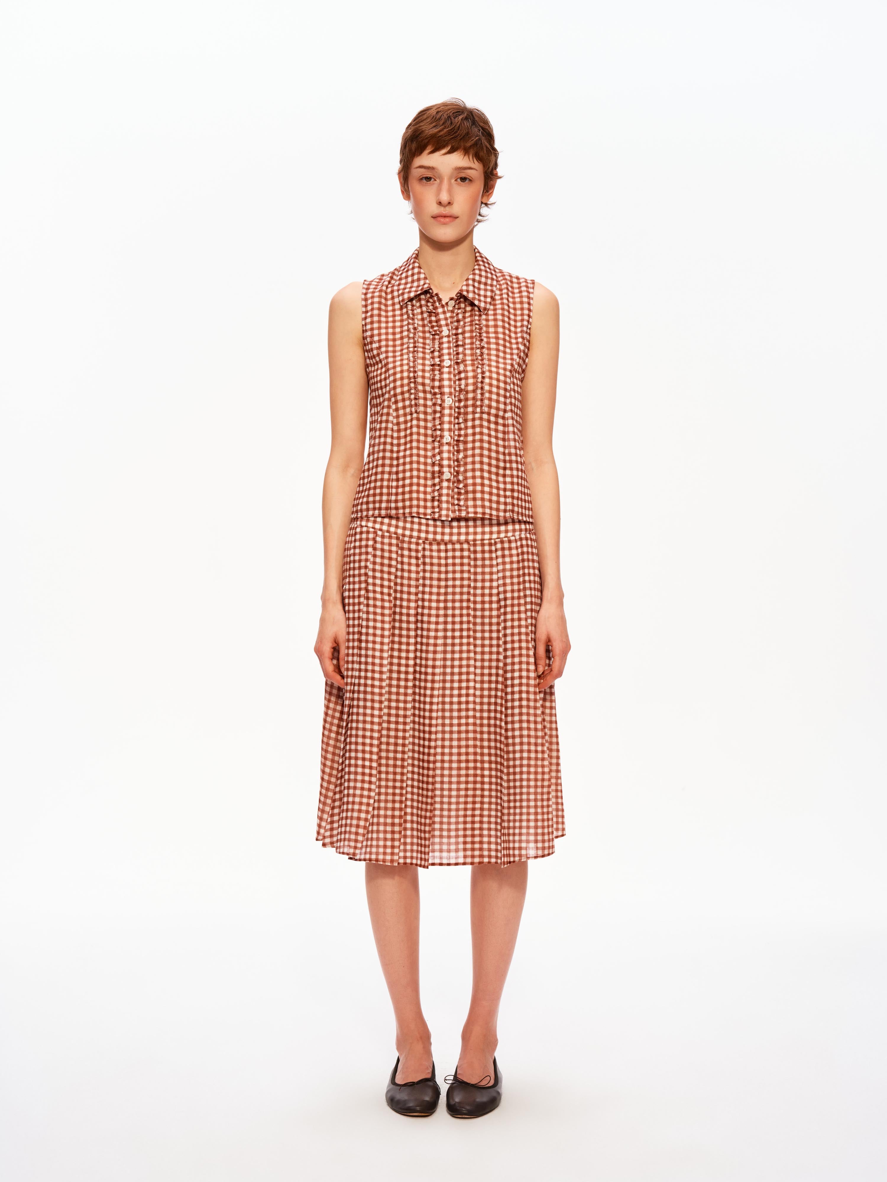 Gingham Pleated Set