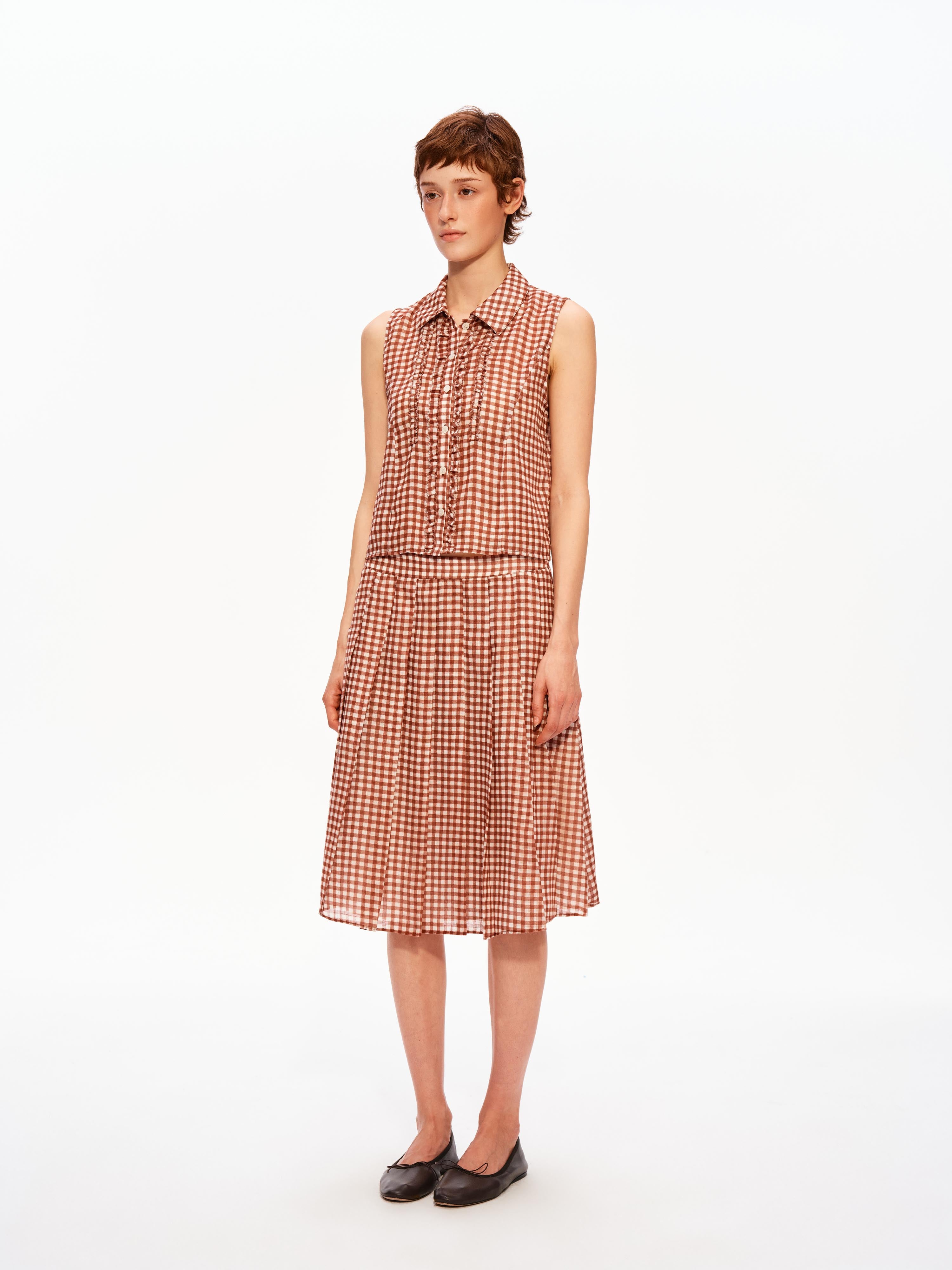 Gingham Pleated Set