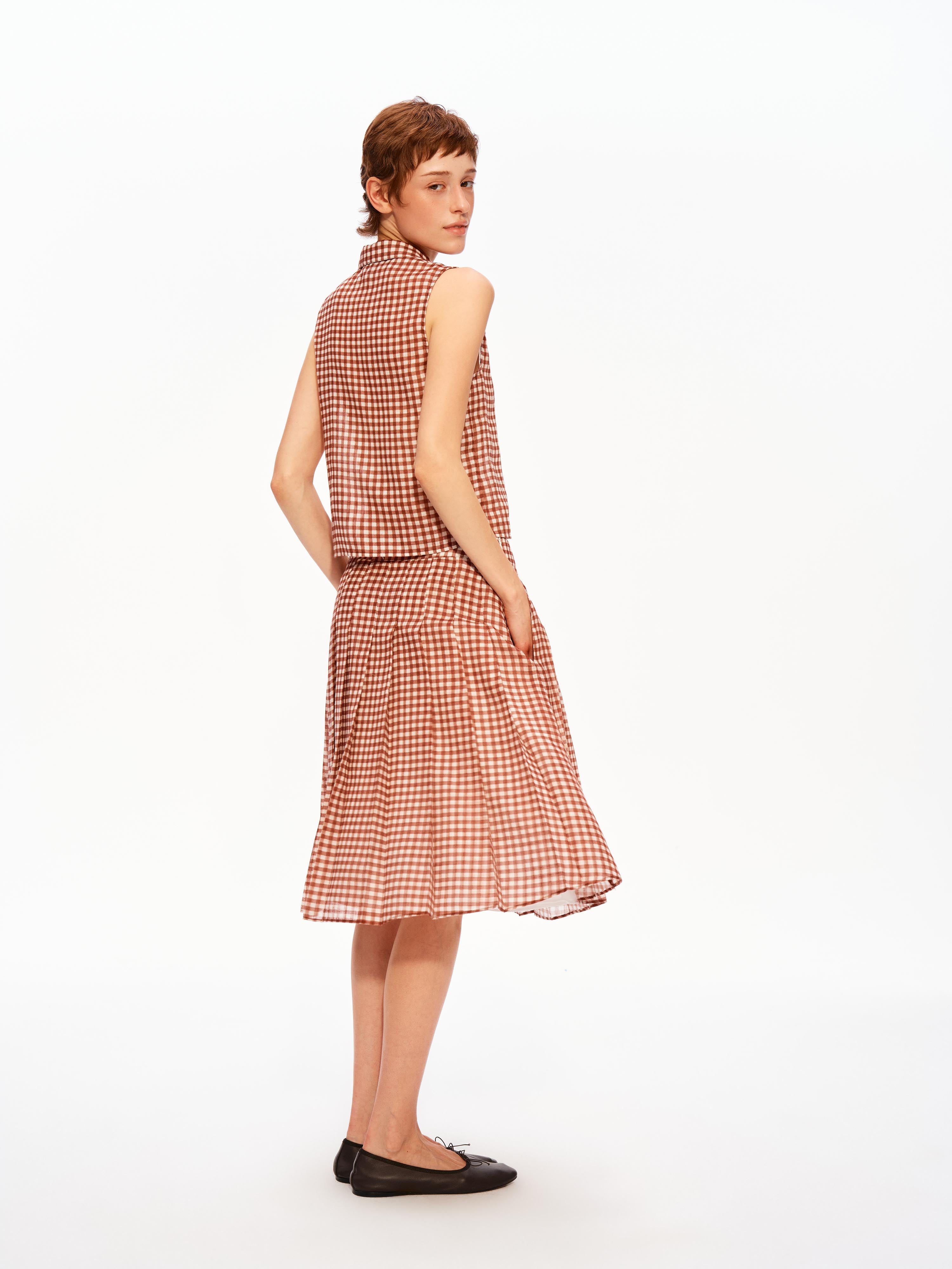 Gingham Pleated Set
