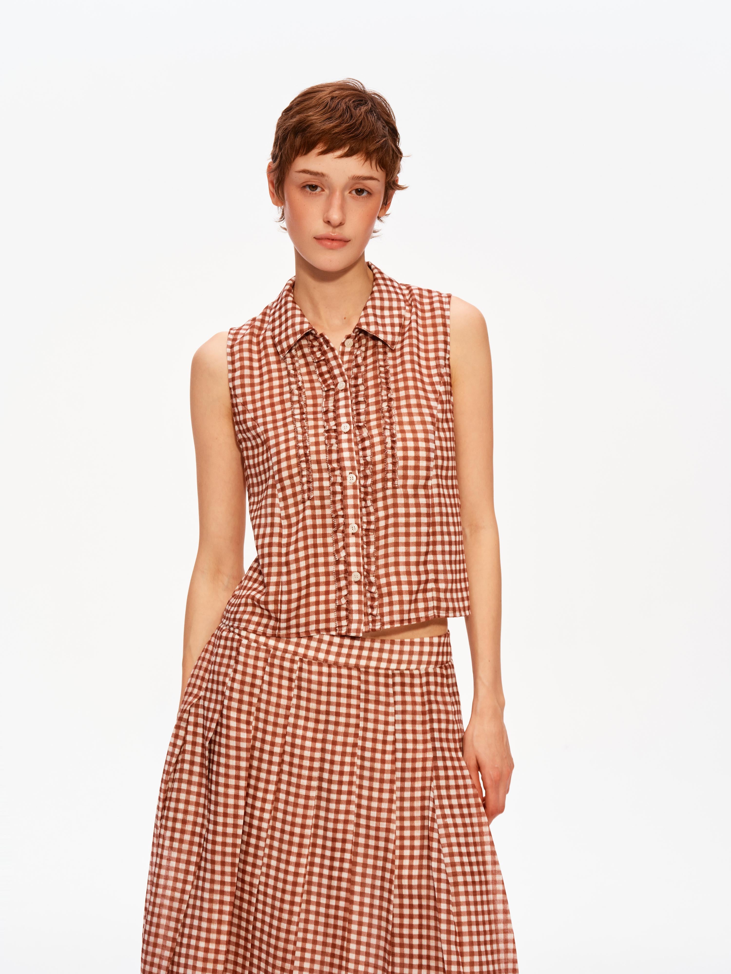 Gingham Pleated Set