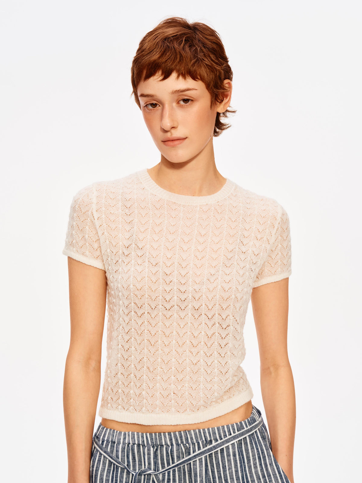 Cloud Pointelle Knit Tee
