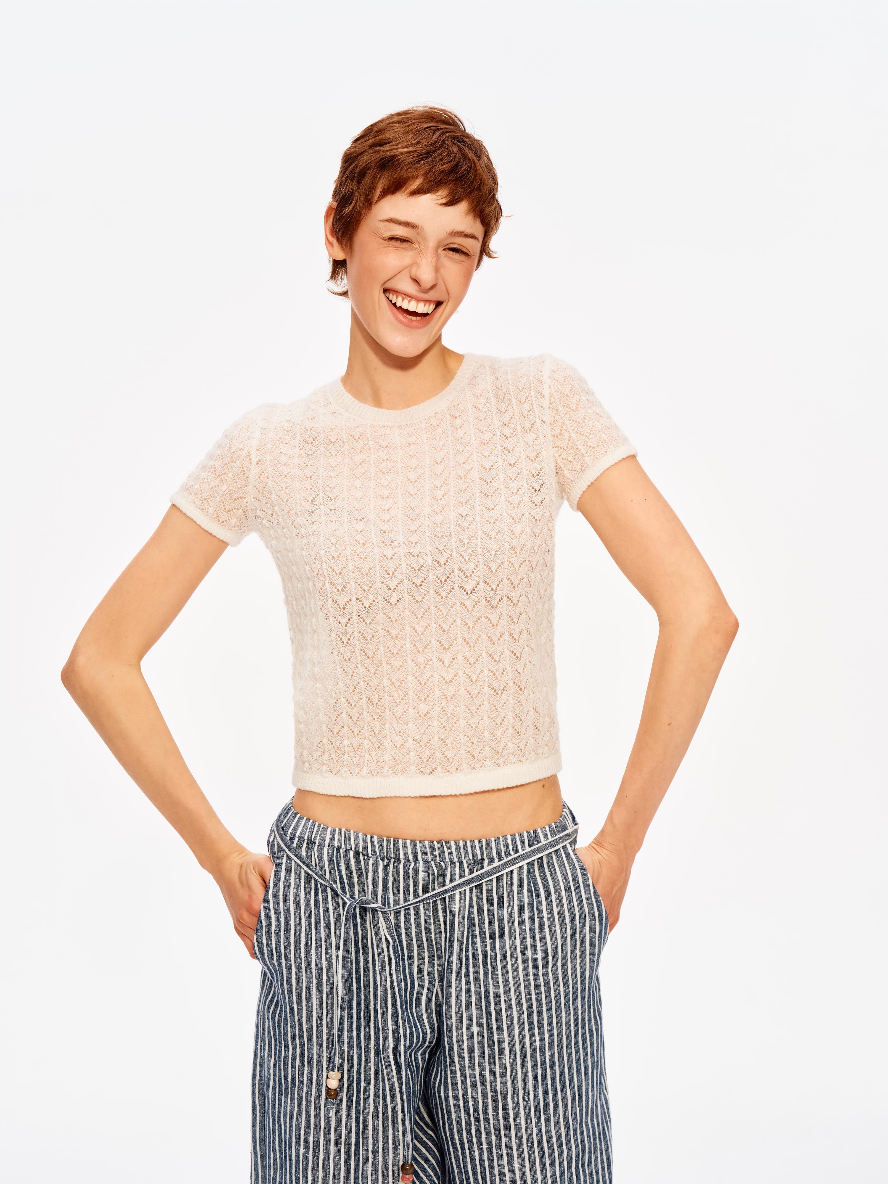Cloud Pointelle Knit Tee