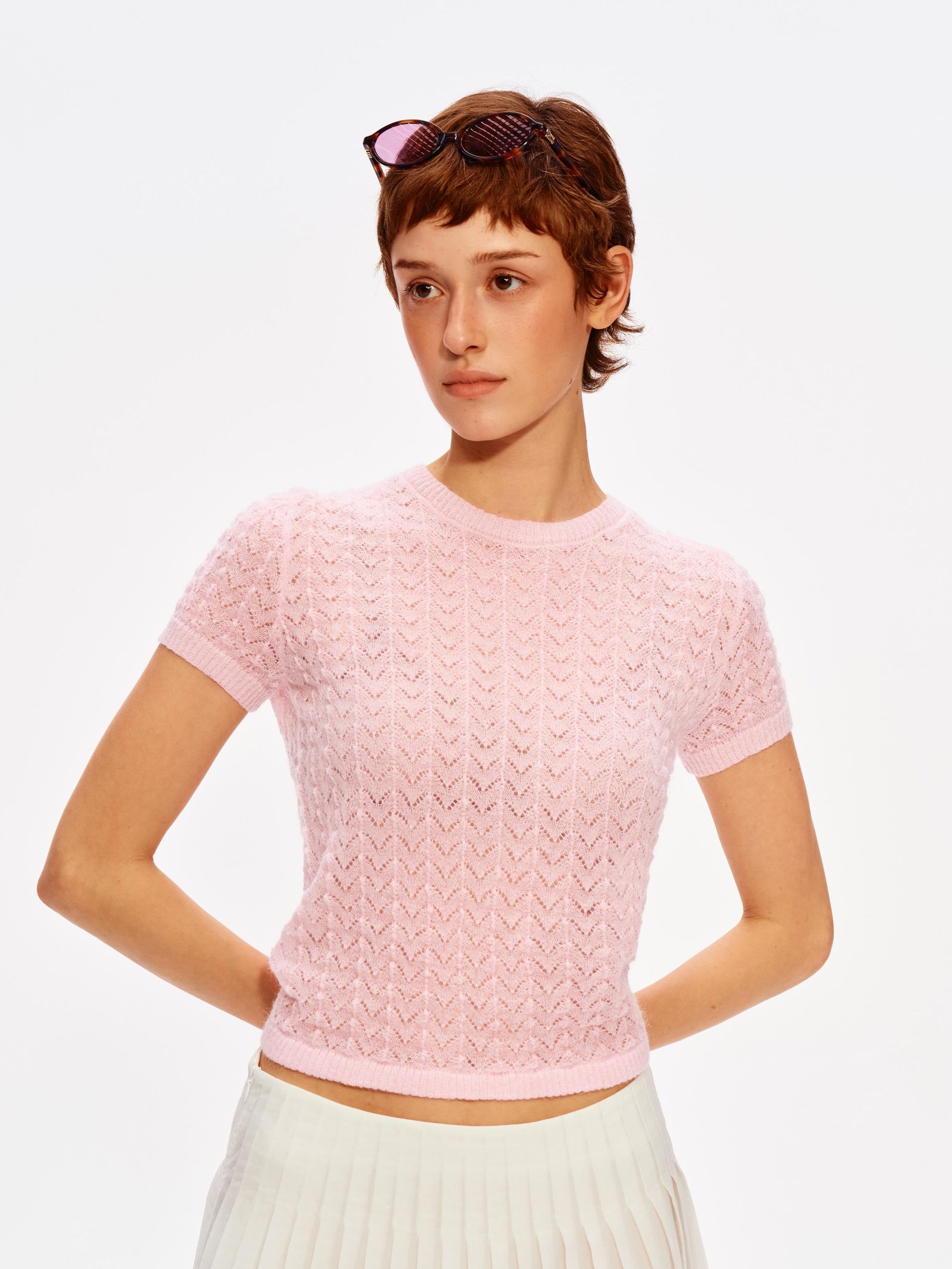Cloud Pointelle Knit Tee