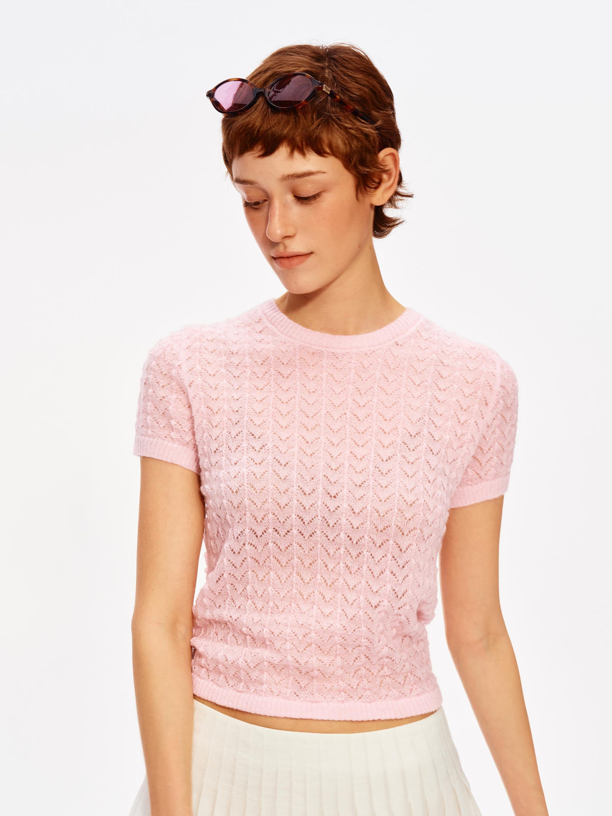 Cloud Pointelle Knit Tee