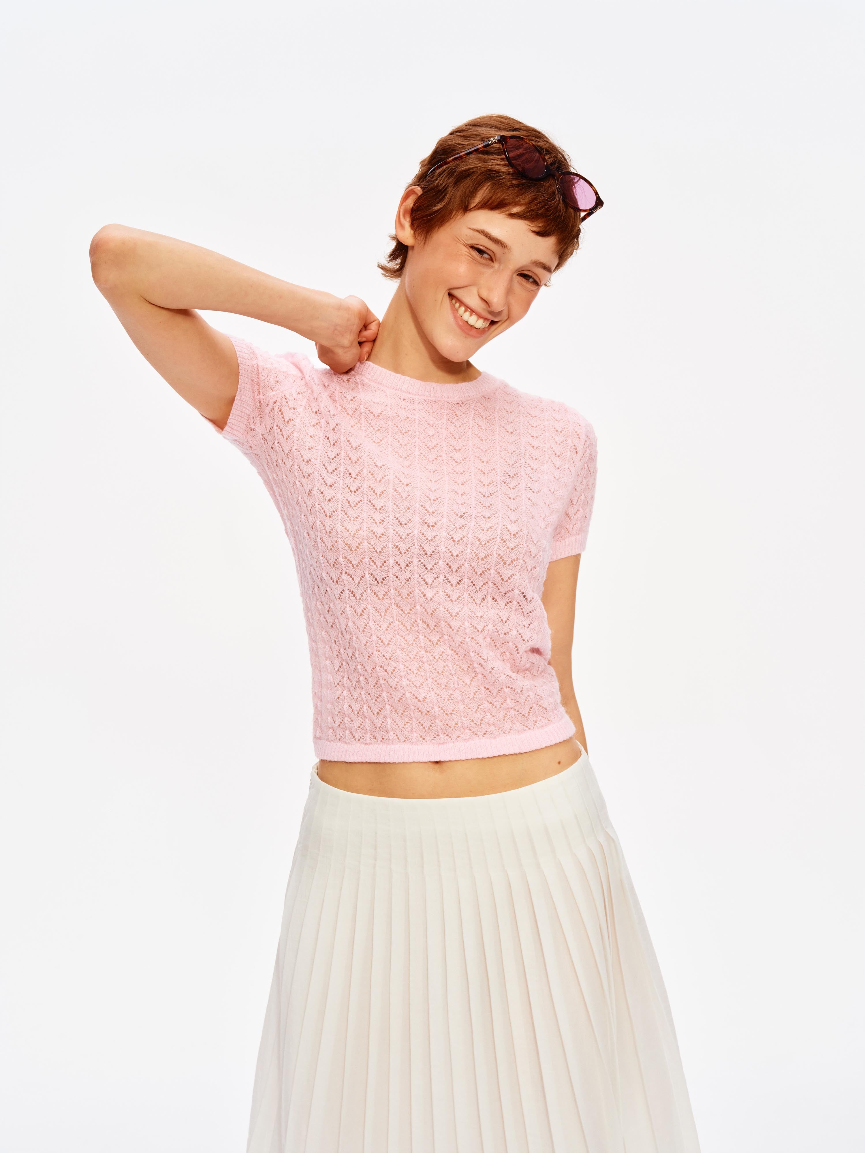 Cloud Pointelle Knit Tee