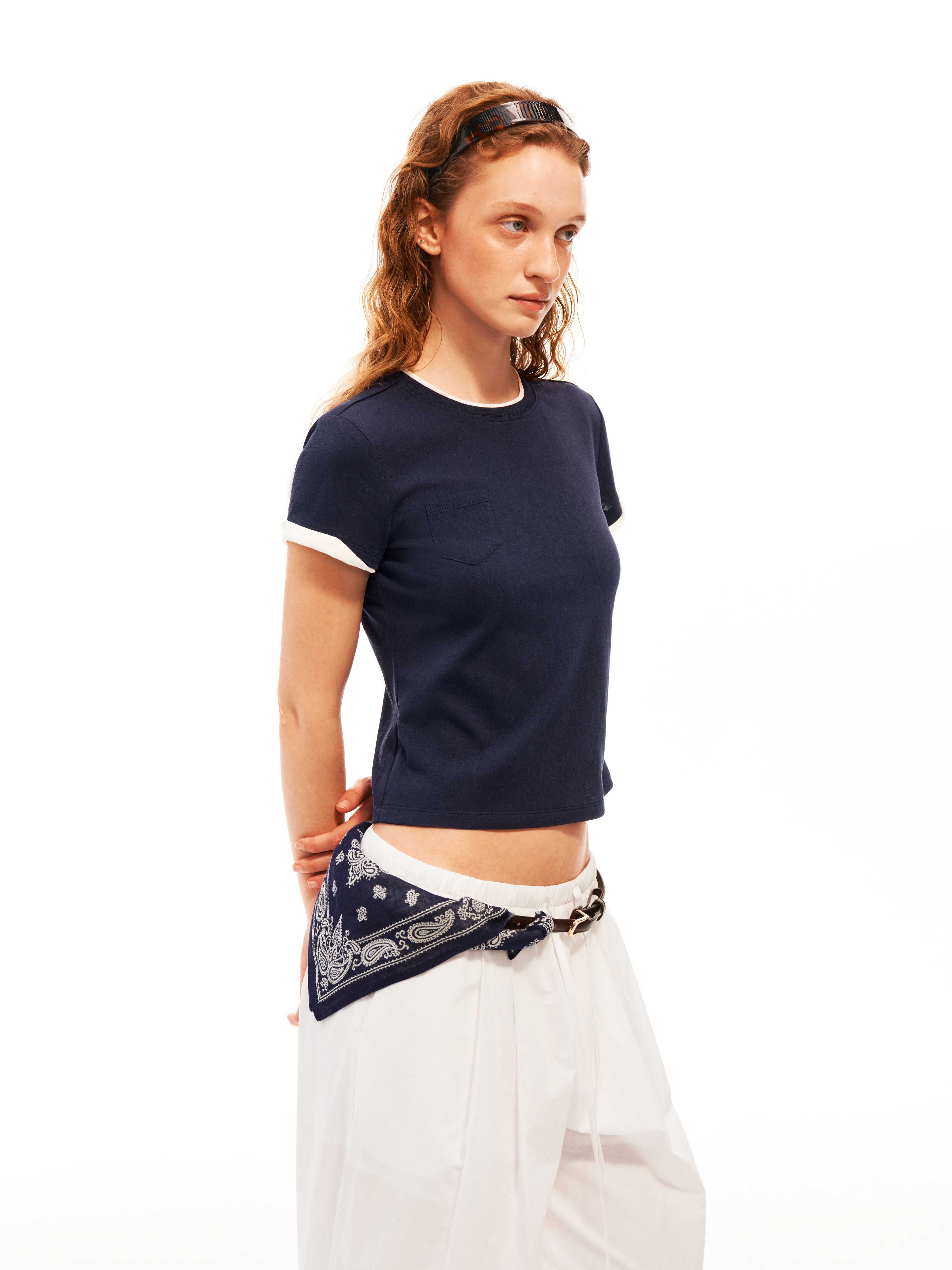 Contrast Trim Pocket Tee