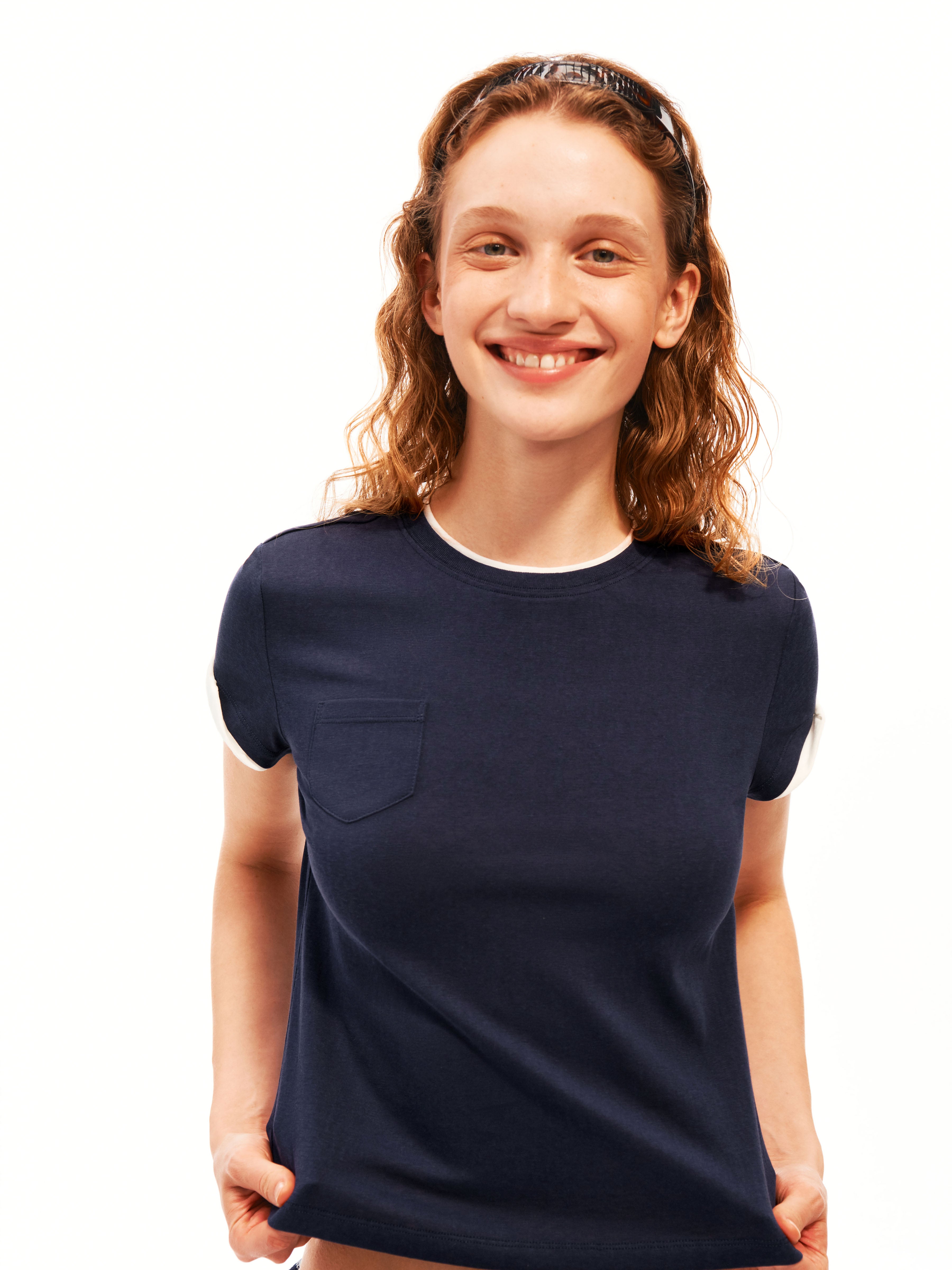 Contrast Trim Pocket Tee