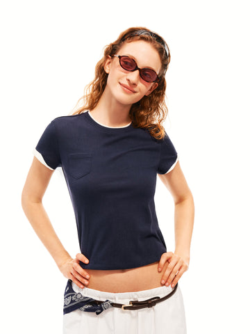 Contrast Trim Pocket Tee