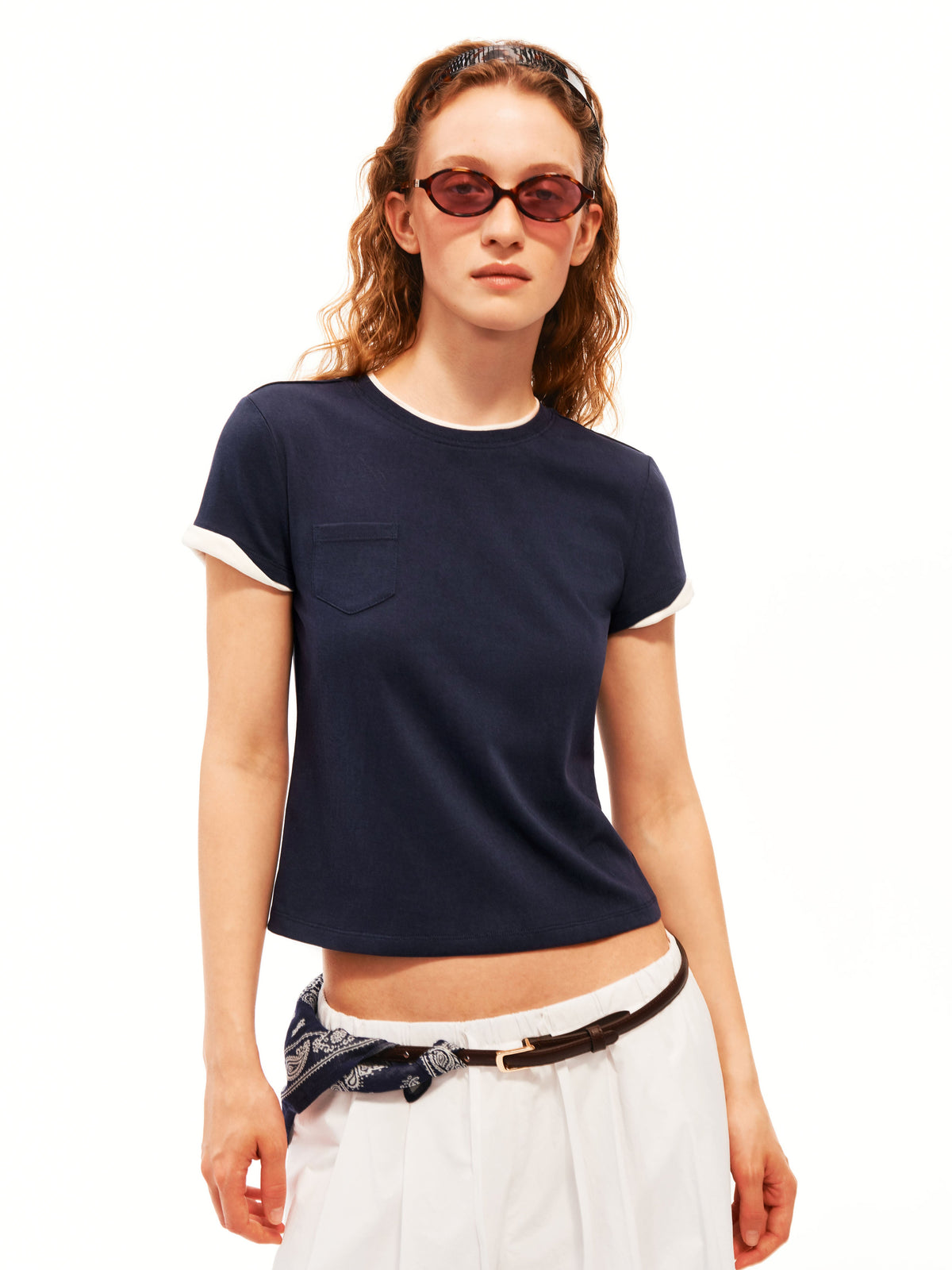 Contrast Trim Pocket Tee
