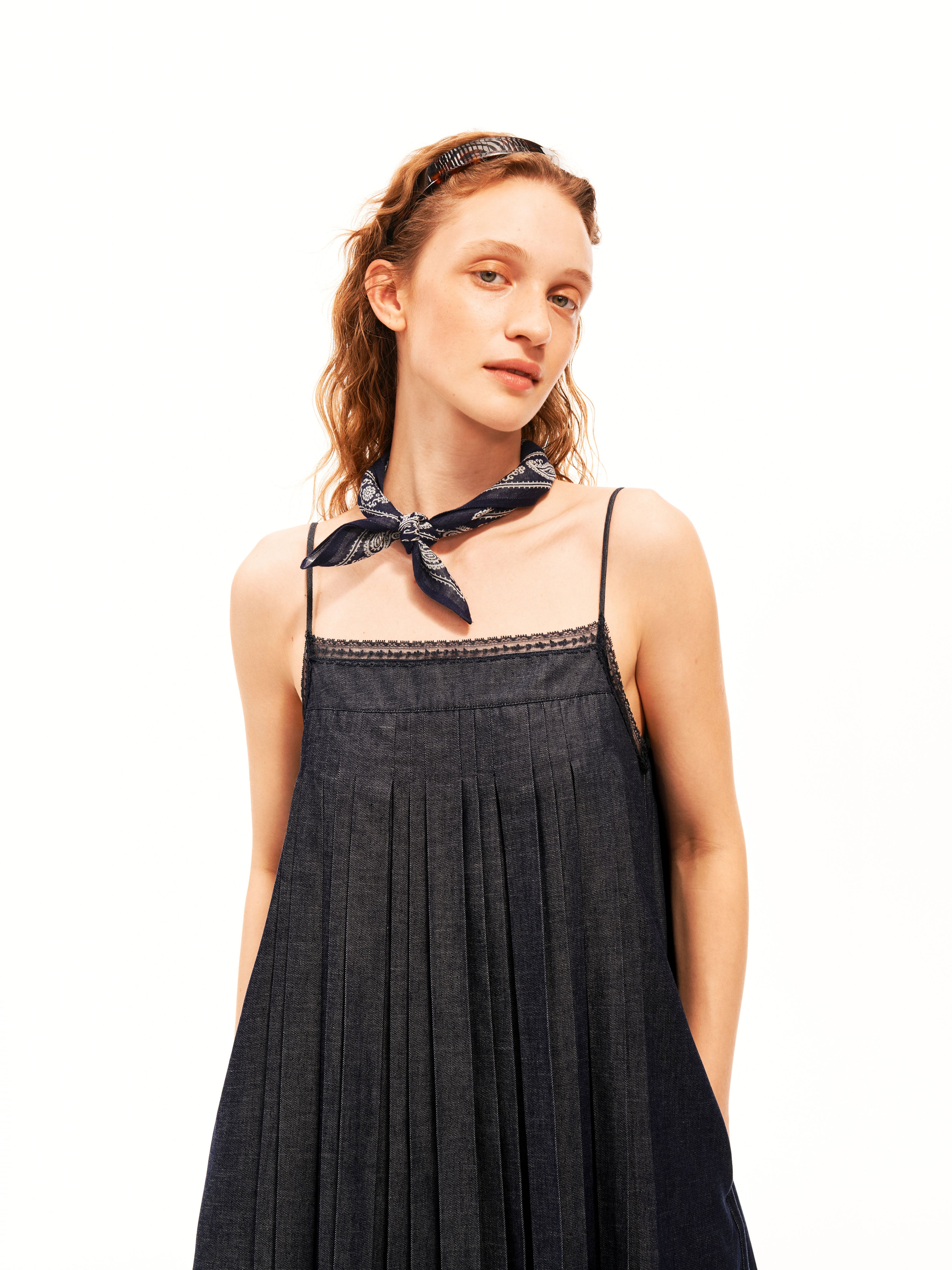 Indigo Pleat Dress