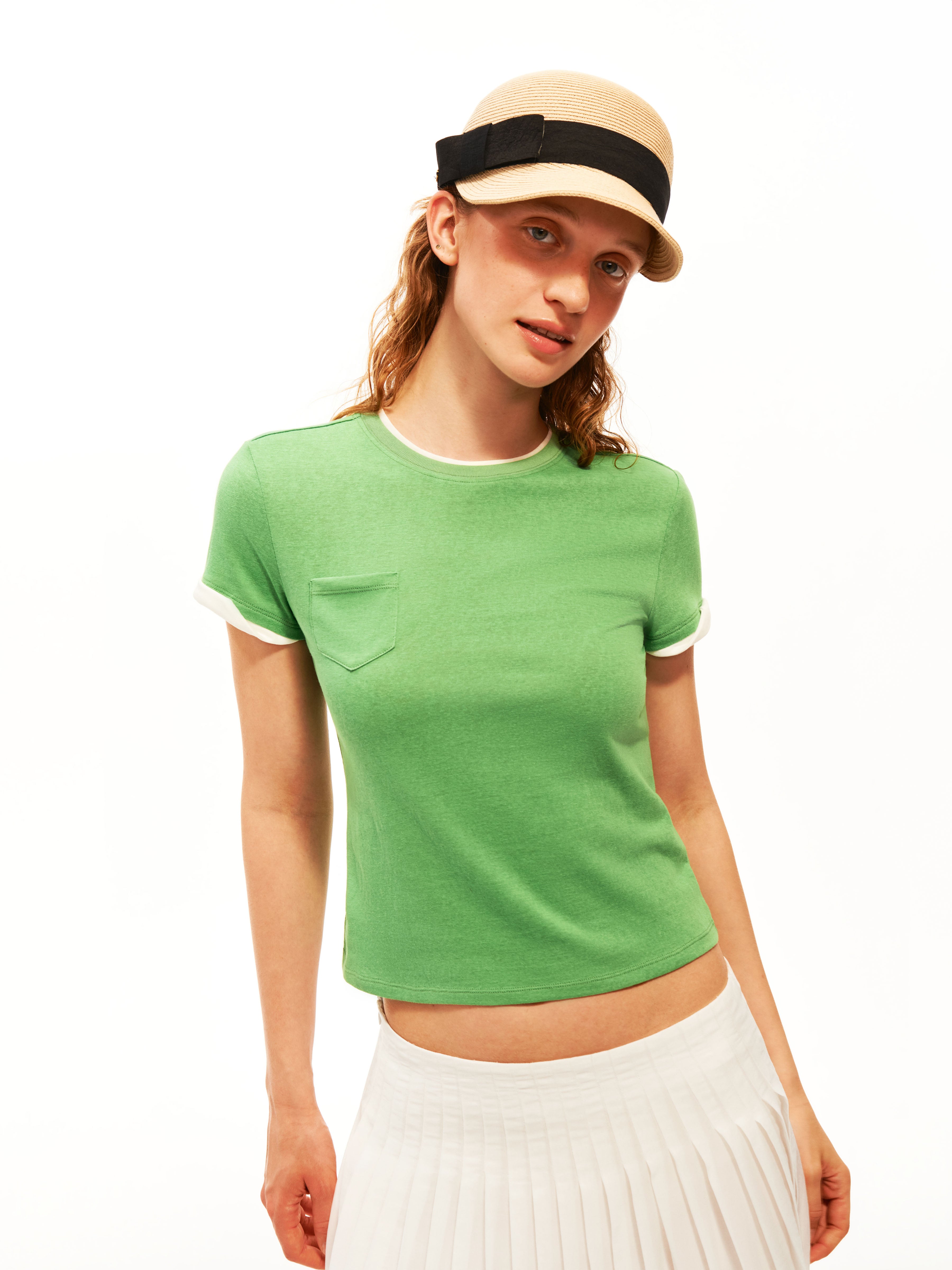 Contrast Trim Pocket Tee
