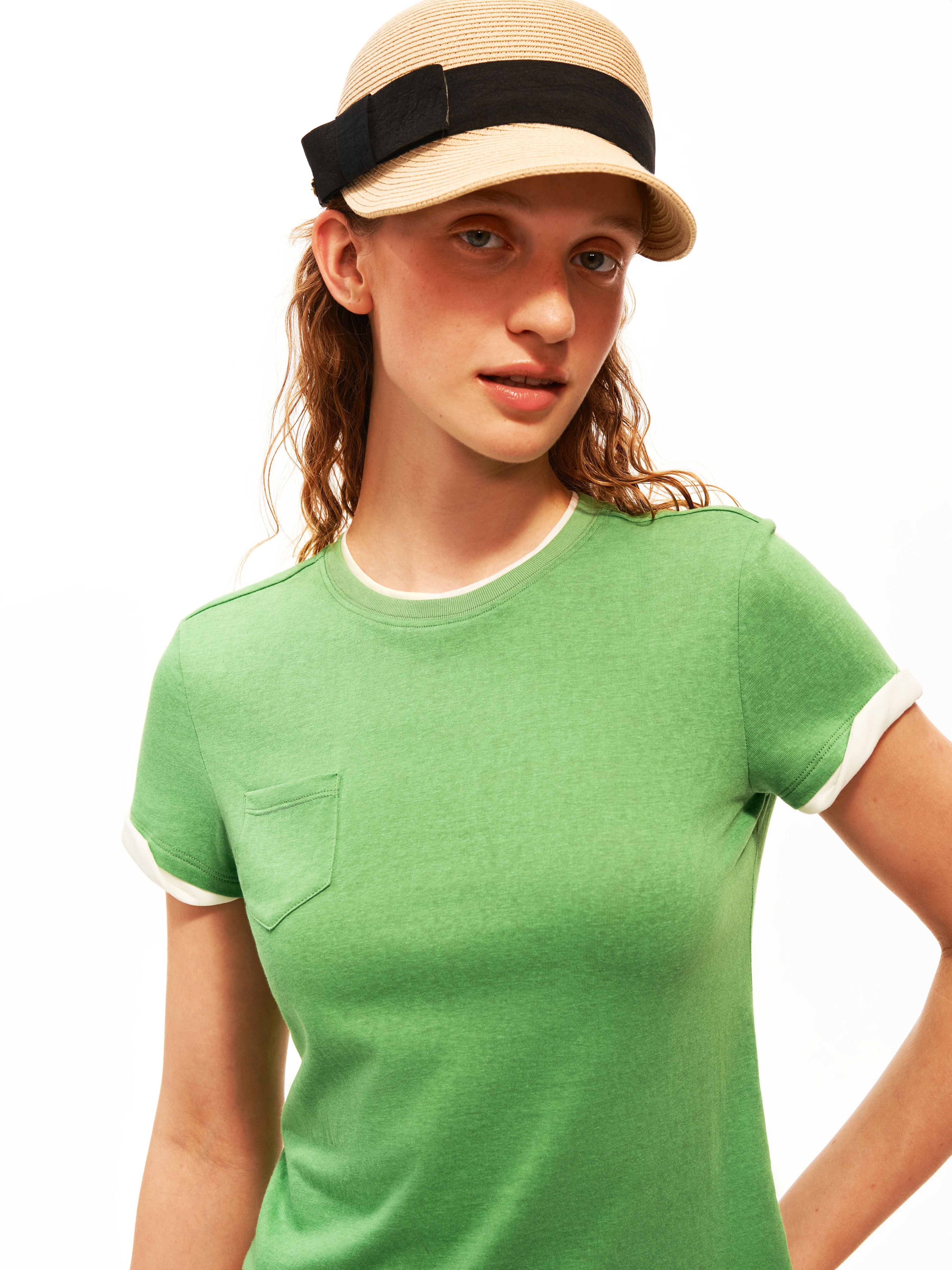 Contrast Trim Pocket Tee