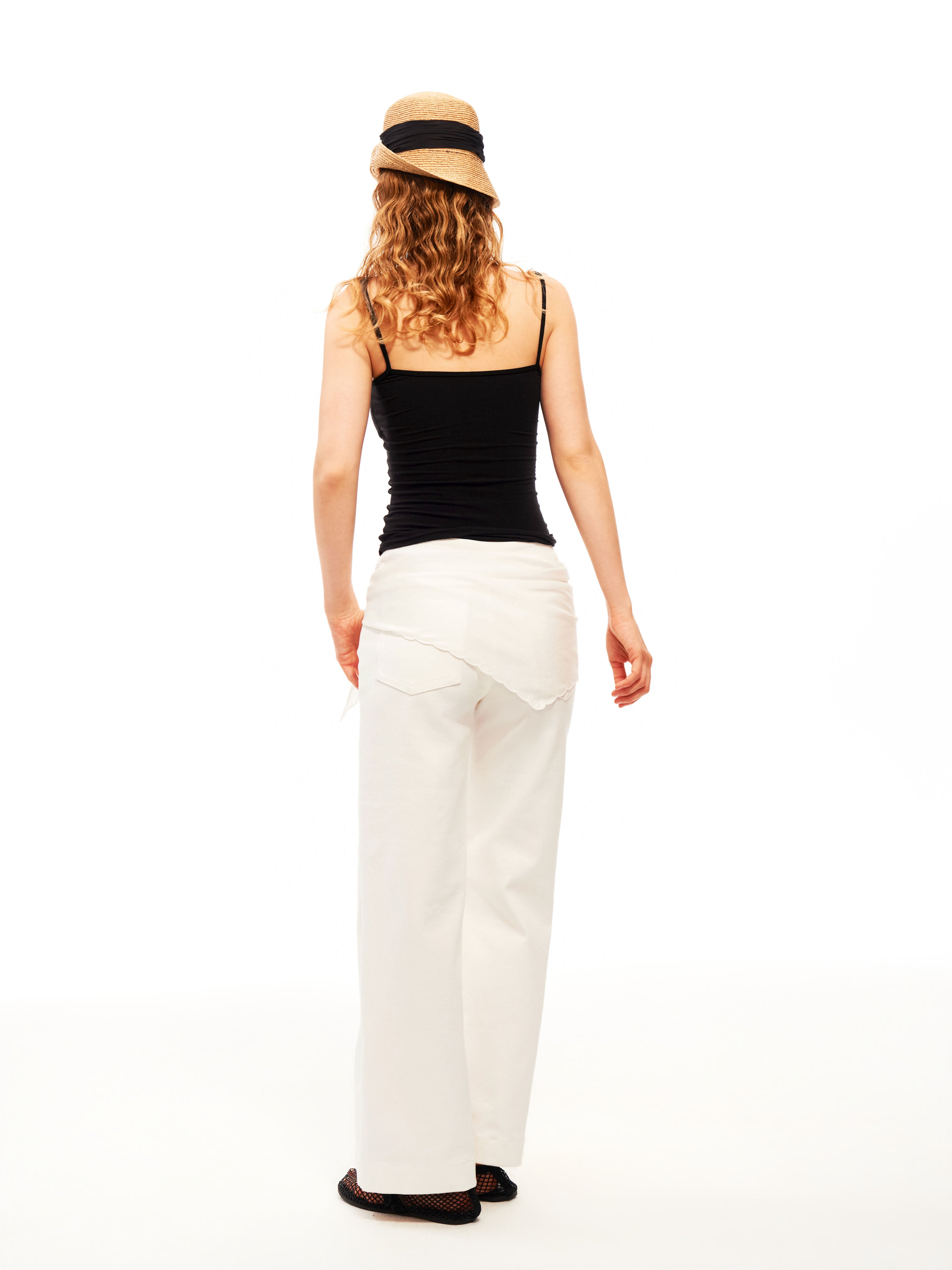 Scarf Tie White Flare Jeans