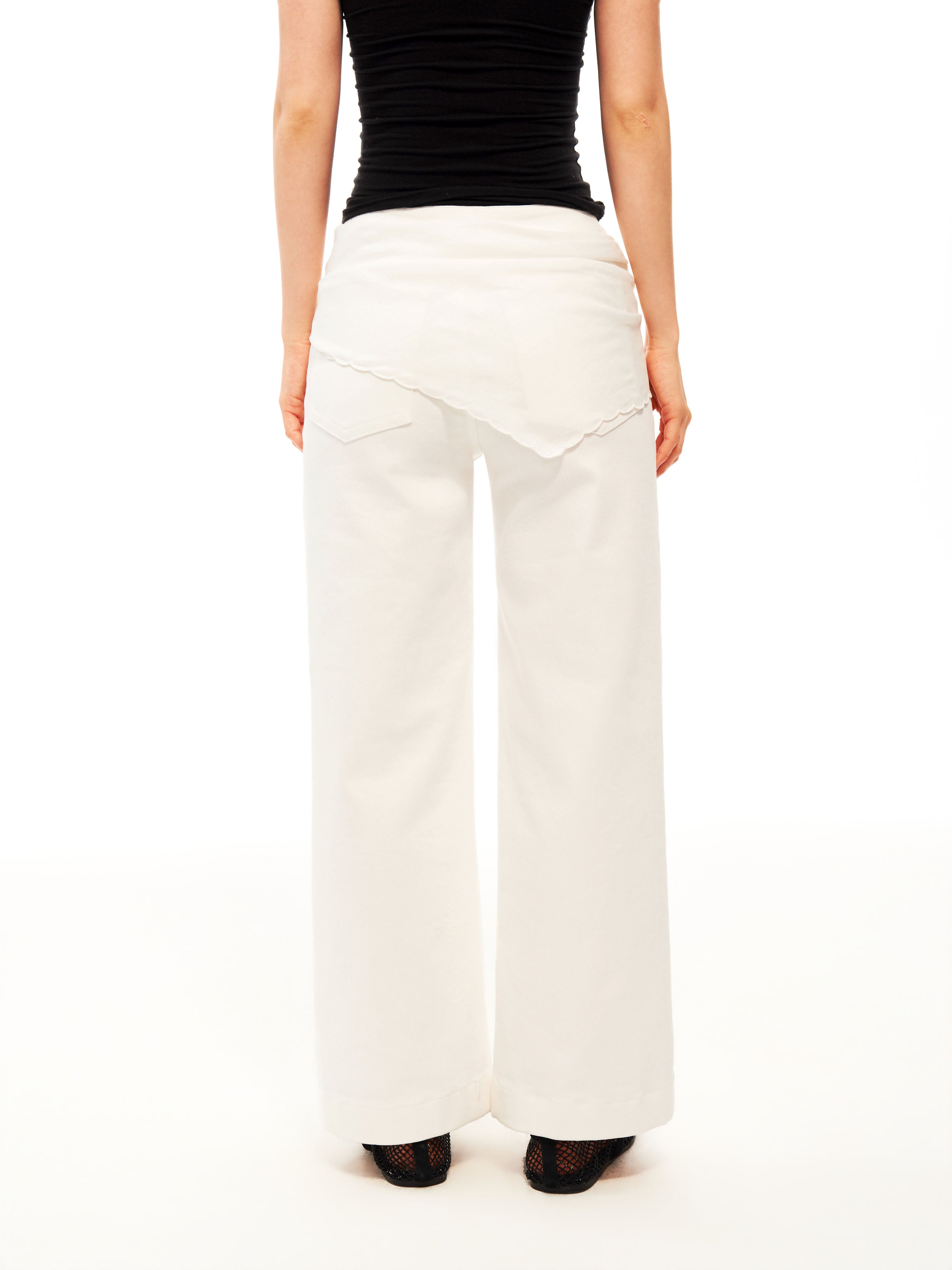 Scarf Tie White Flare Jeans