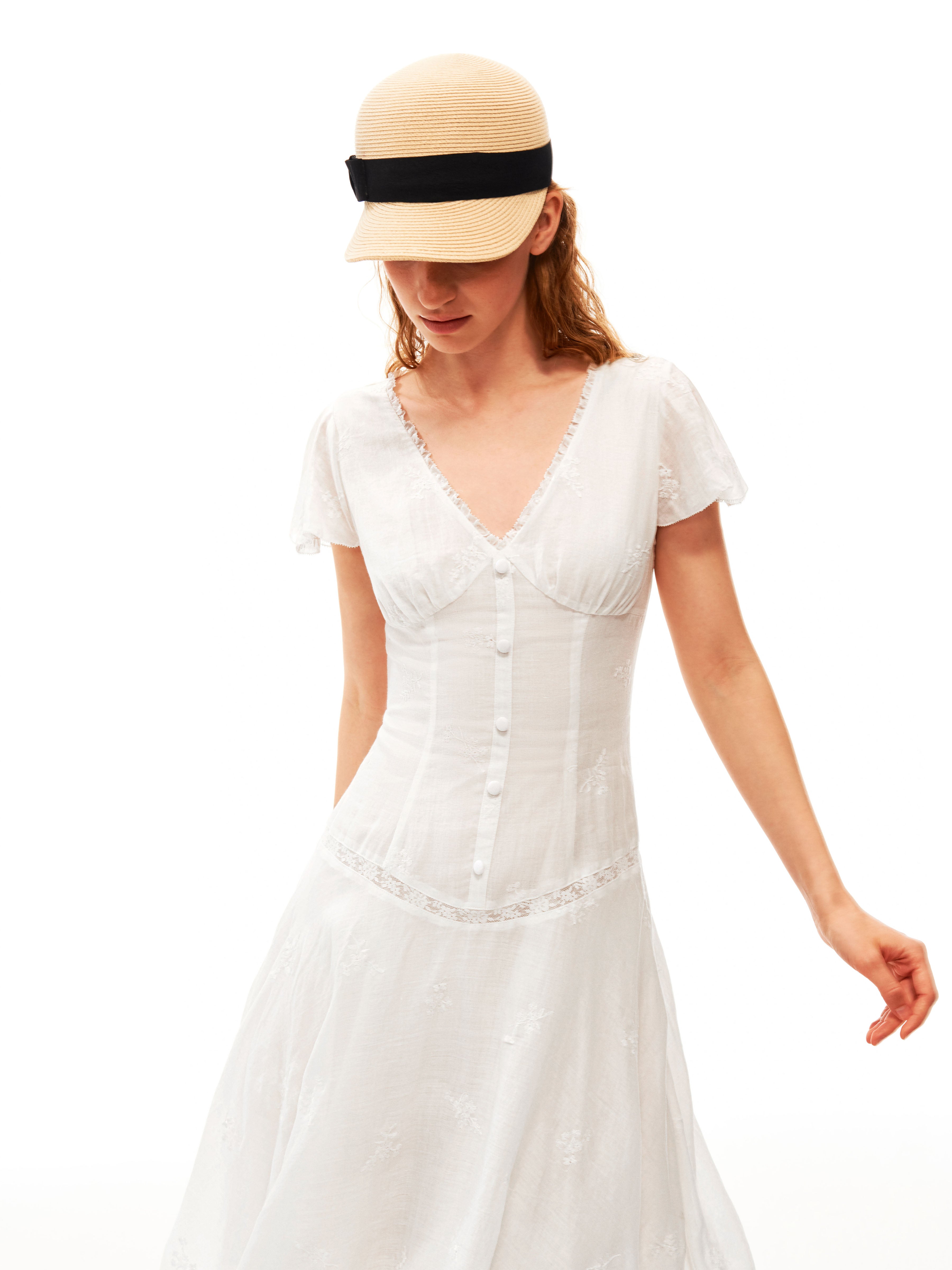 Embroidered Linen Dress