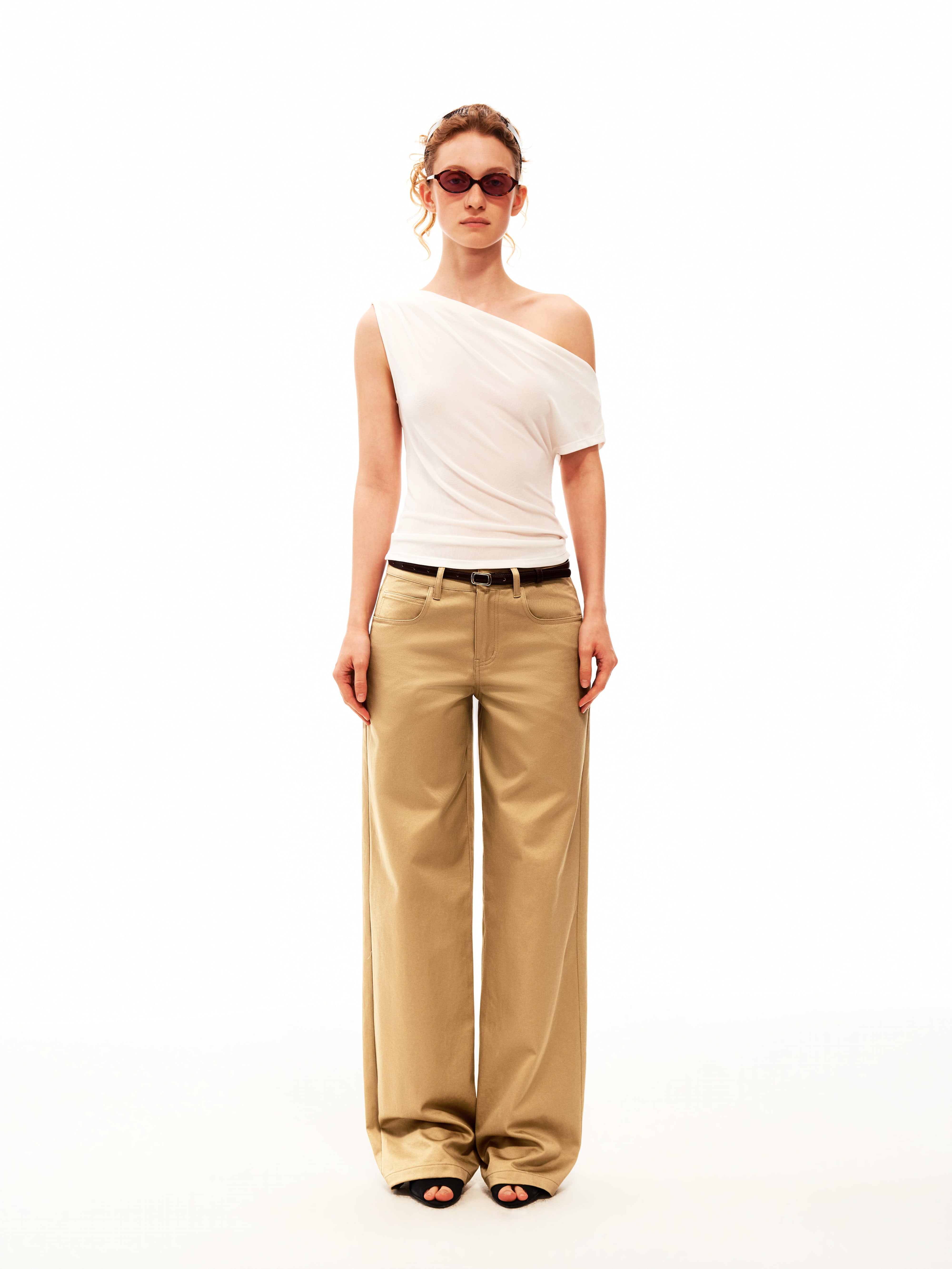 Cotton Twill Straight Trousers