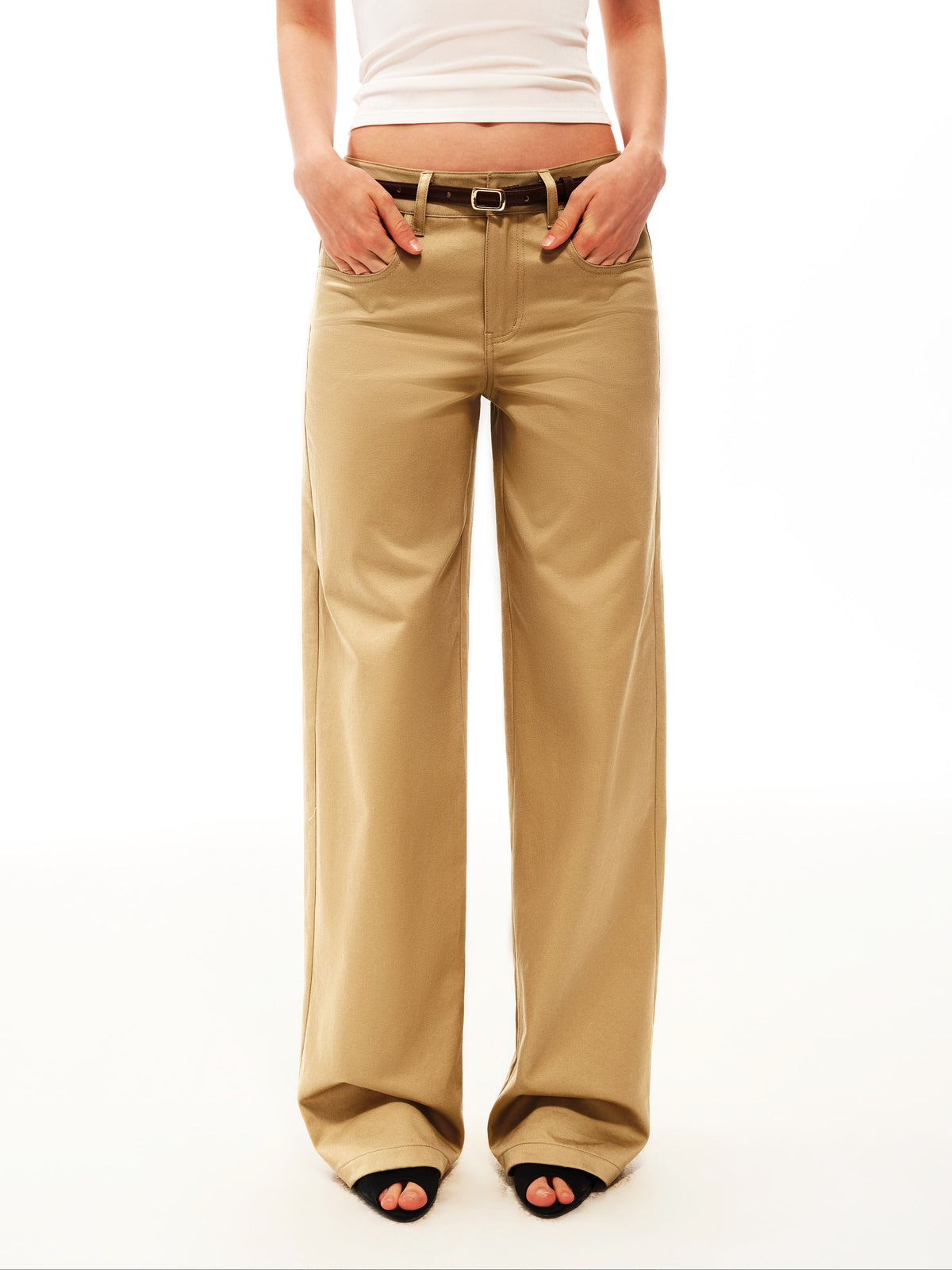 Cotton Twill Straight Trousers