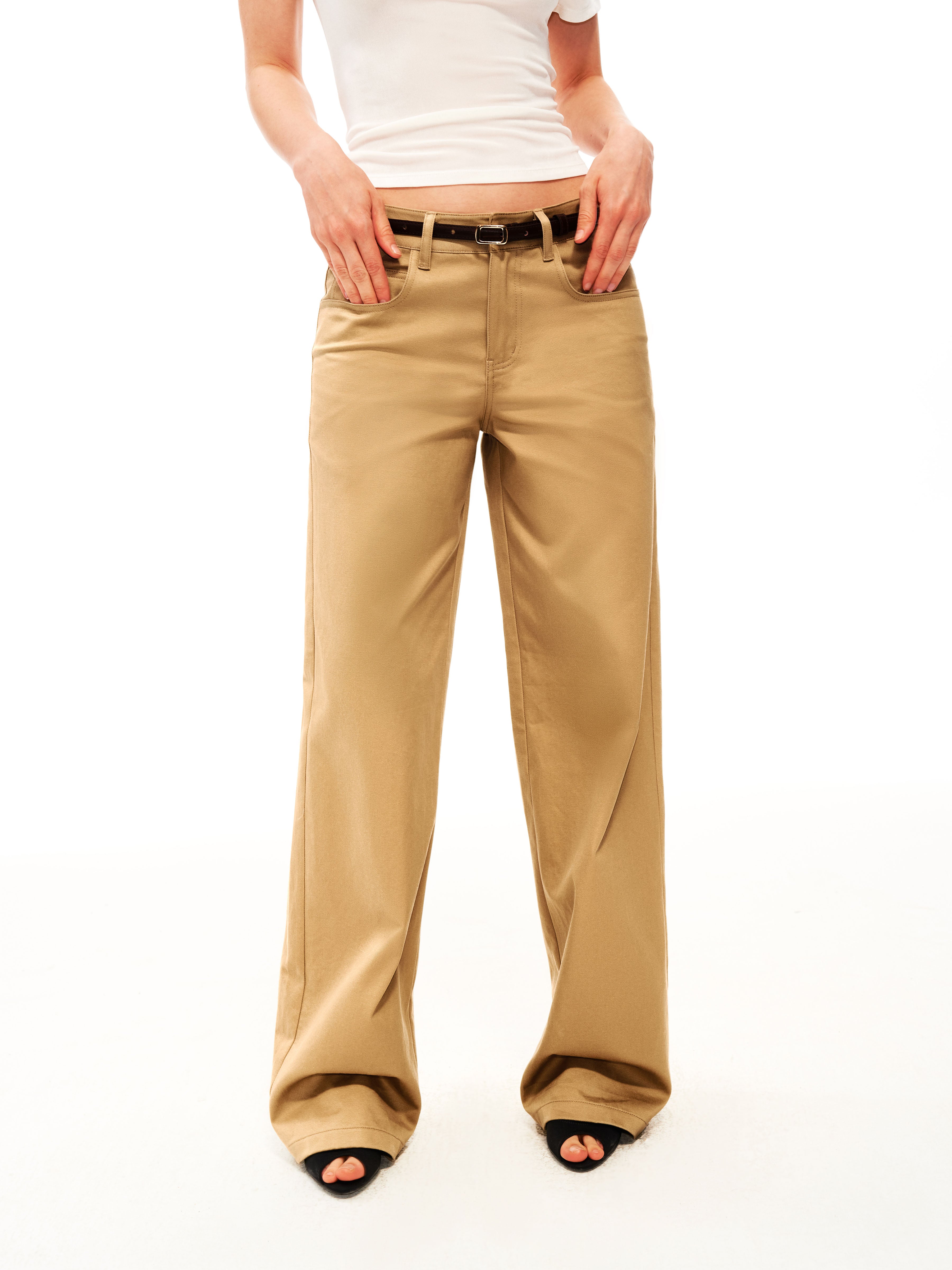 Cotton Twill Straight Trousers
