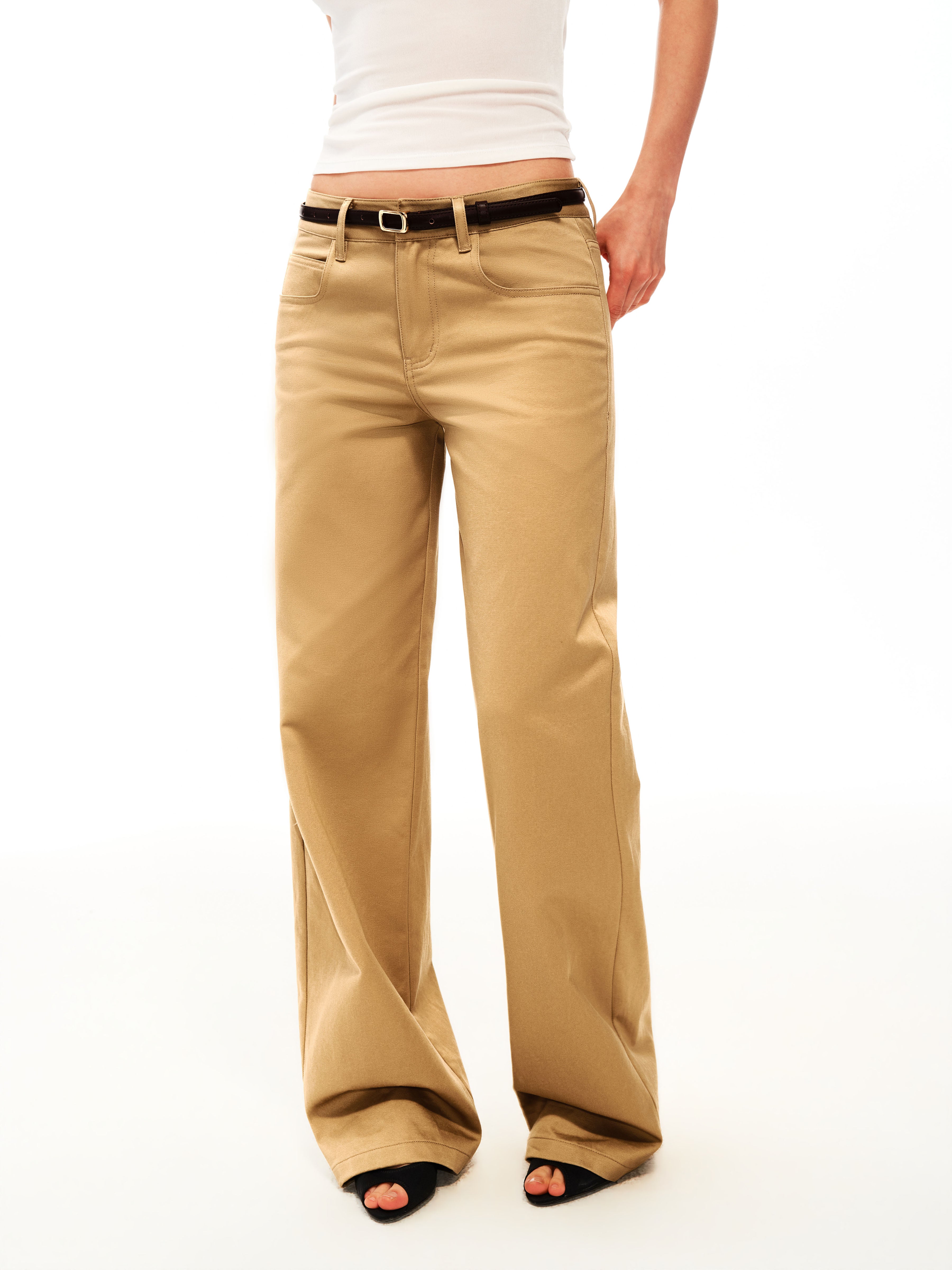 Cotton Twill Straight Trousers