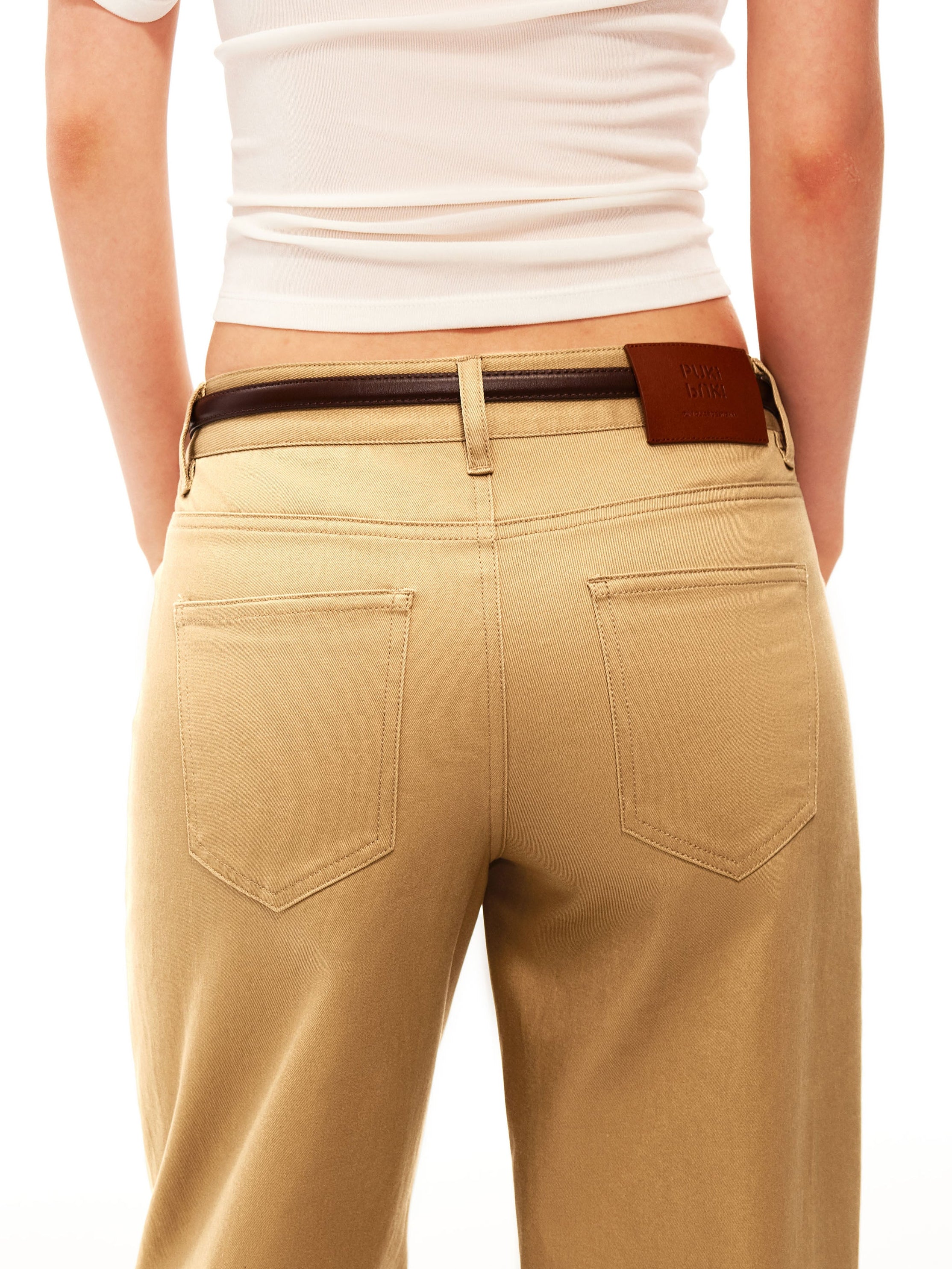 Cotton Twill Straight Trousers
