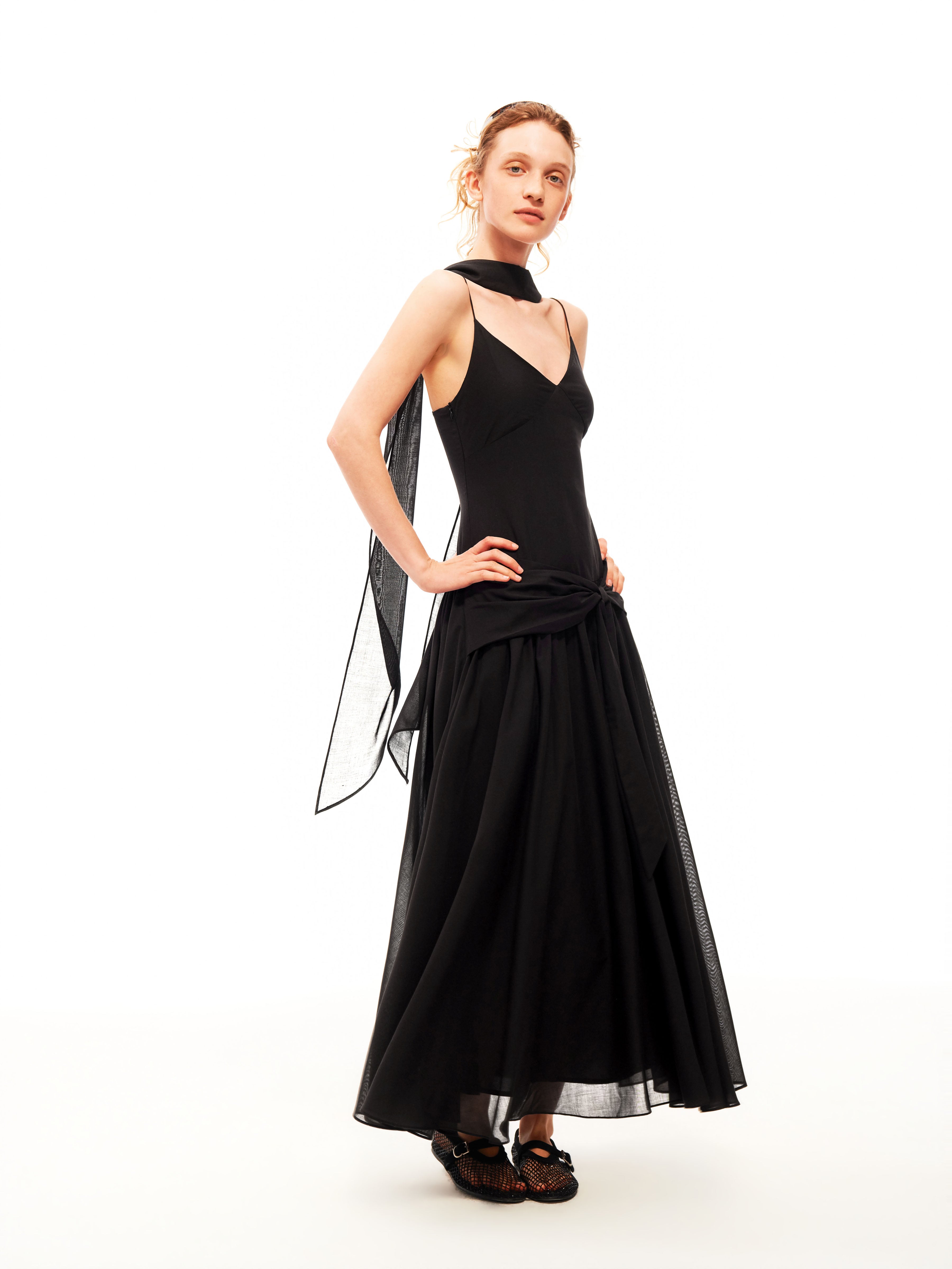 The Afterglow Draped Black Dress