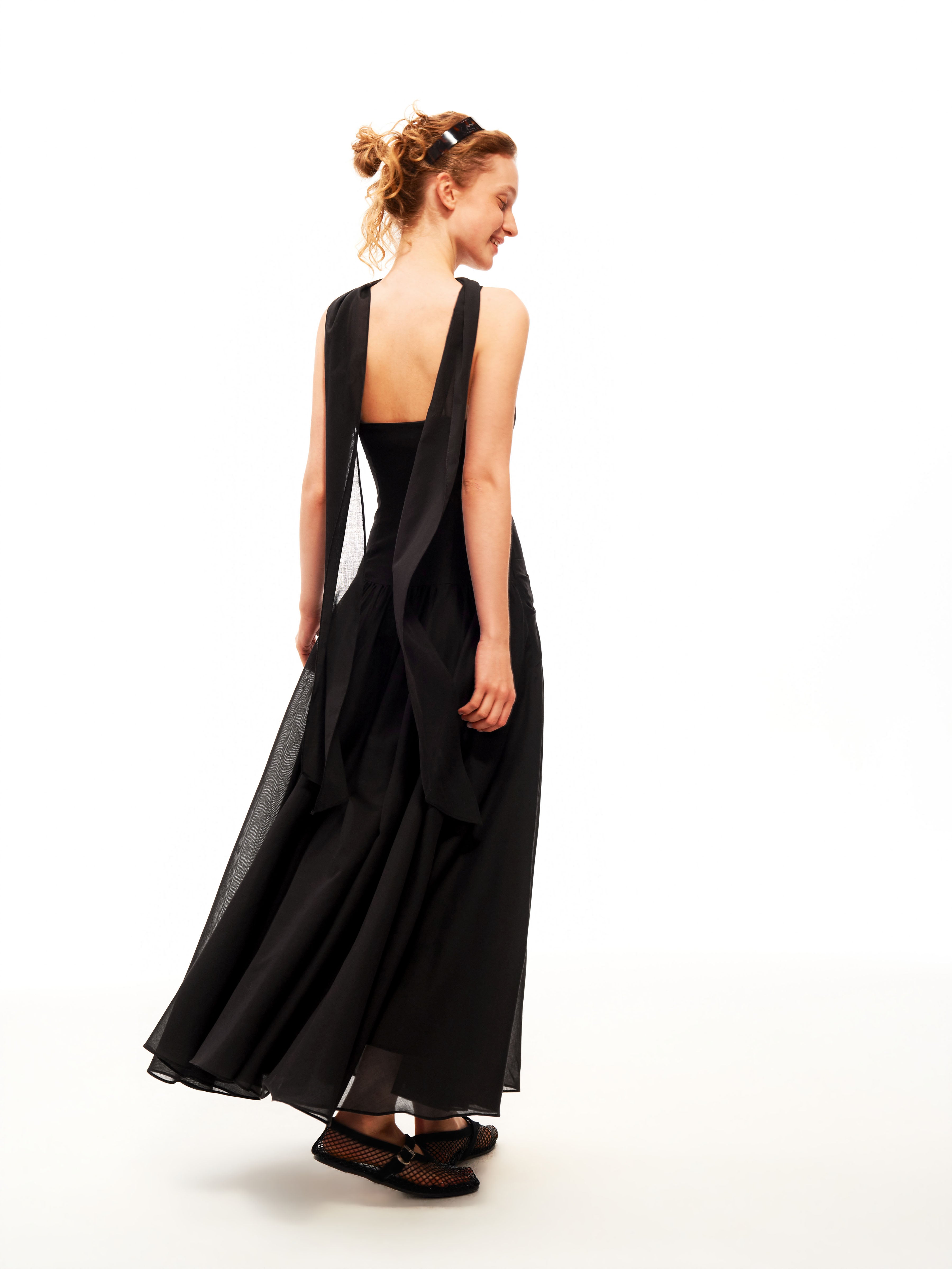 The Afterglow Draped Black Dress