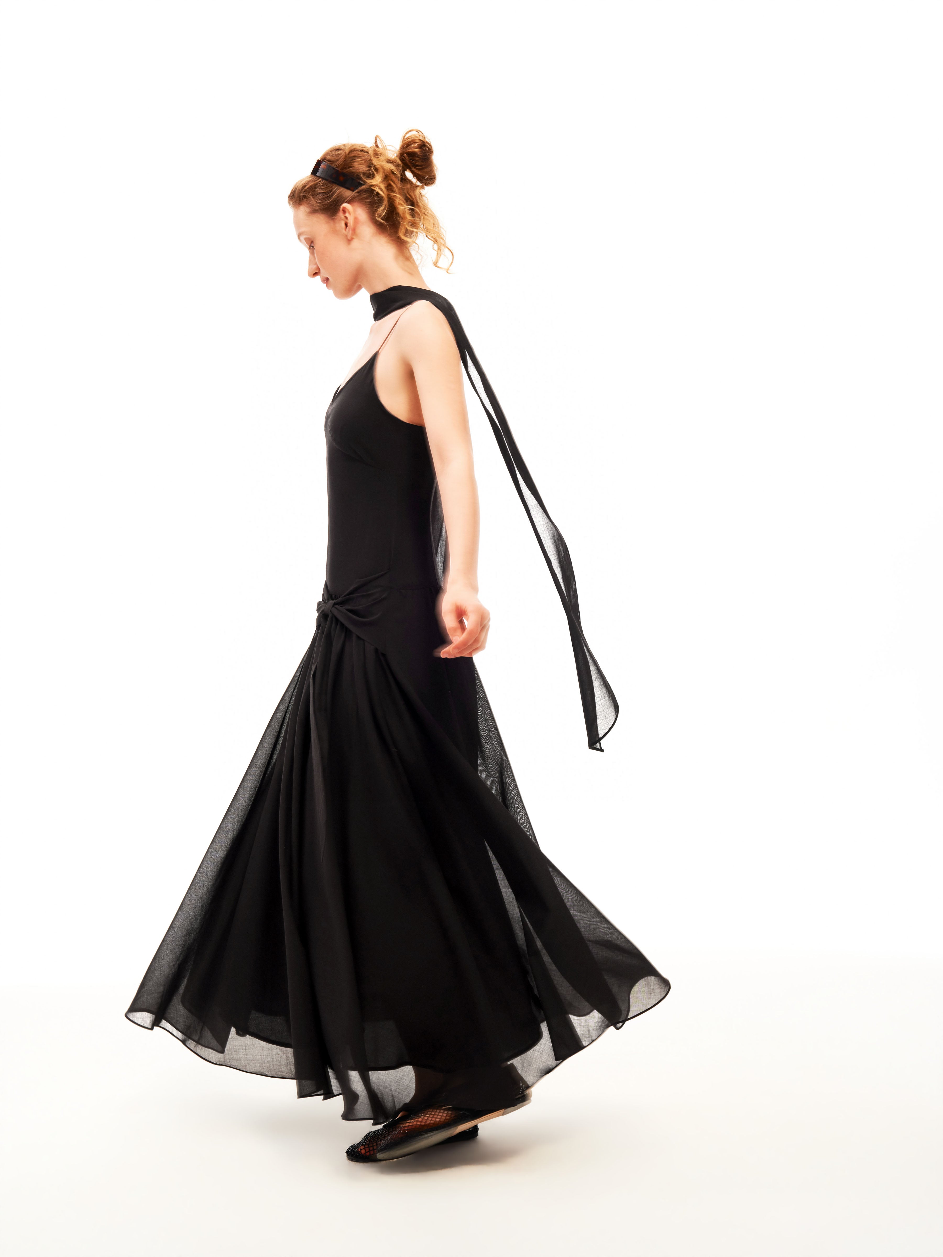 The Afterglow Draped Black Dress