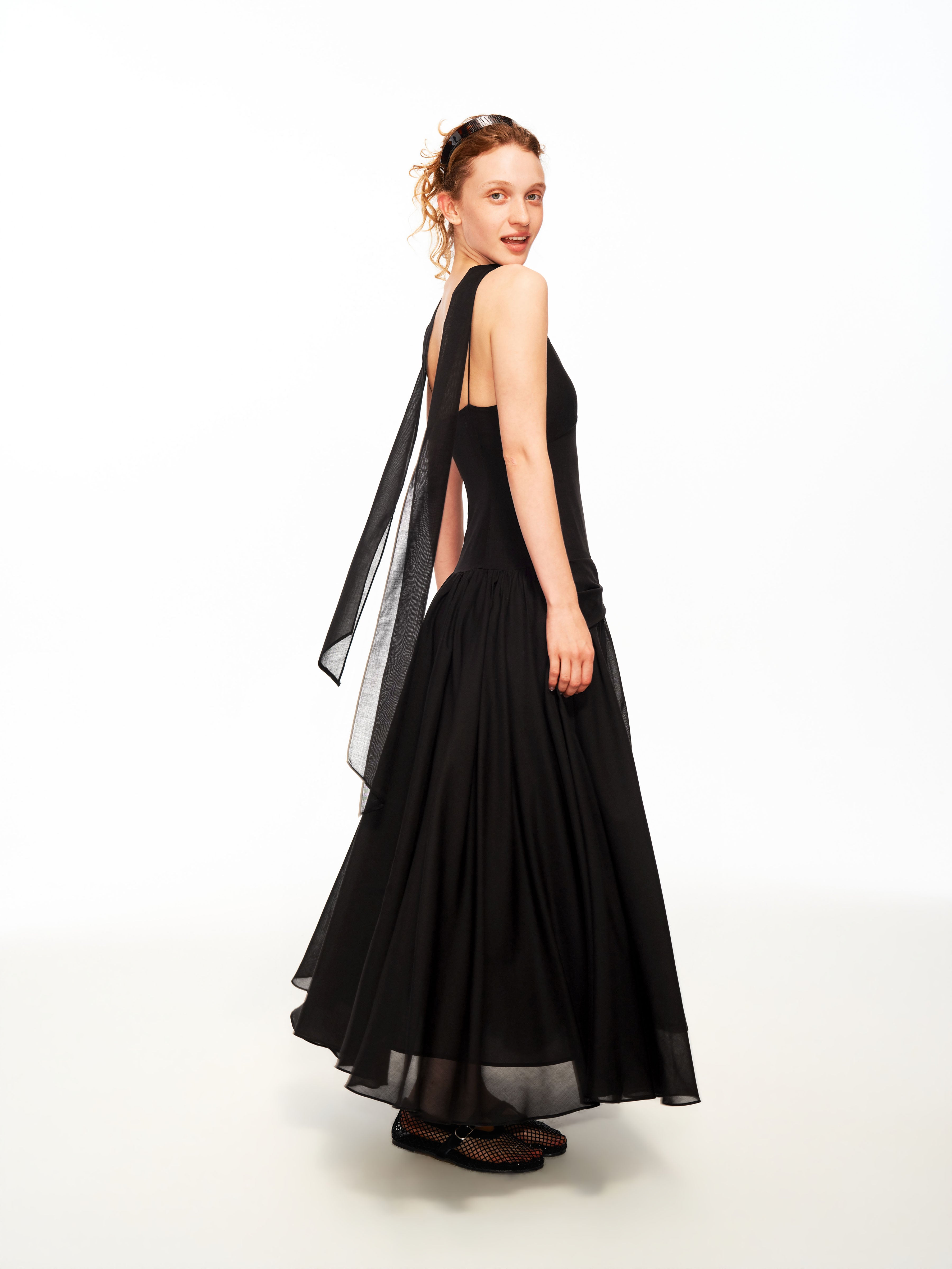 The Afterglow Draped Black Dress