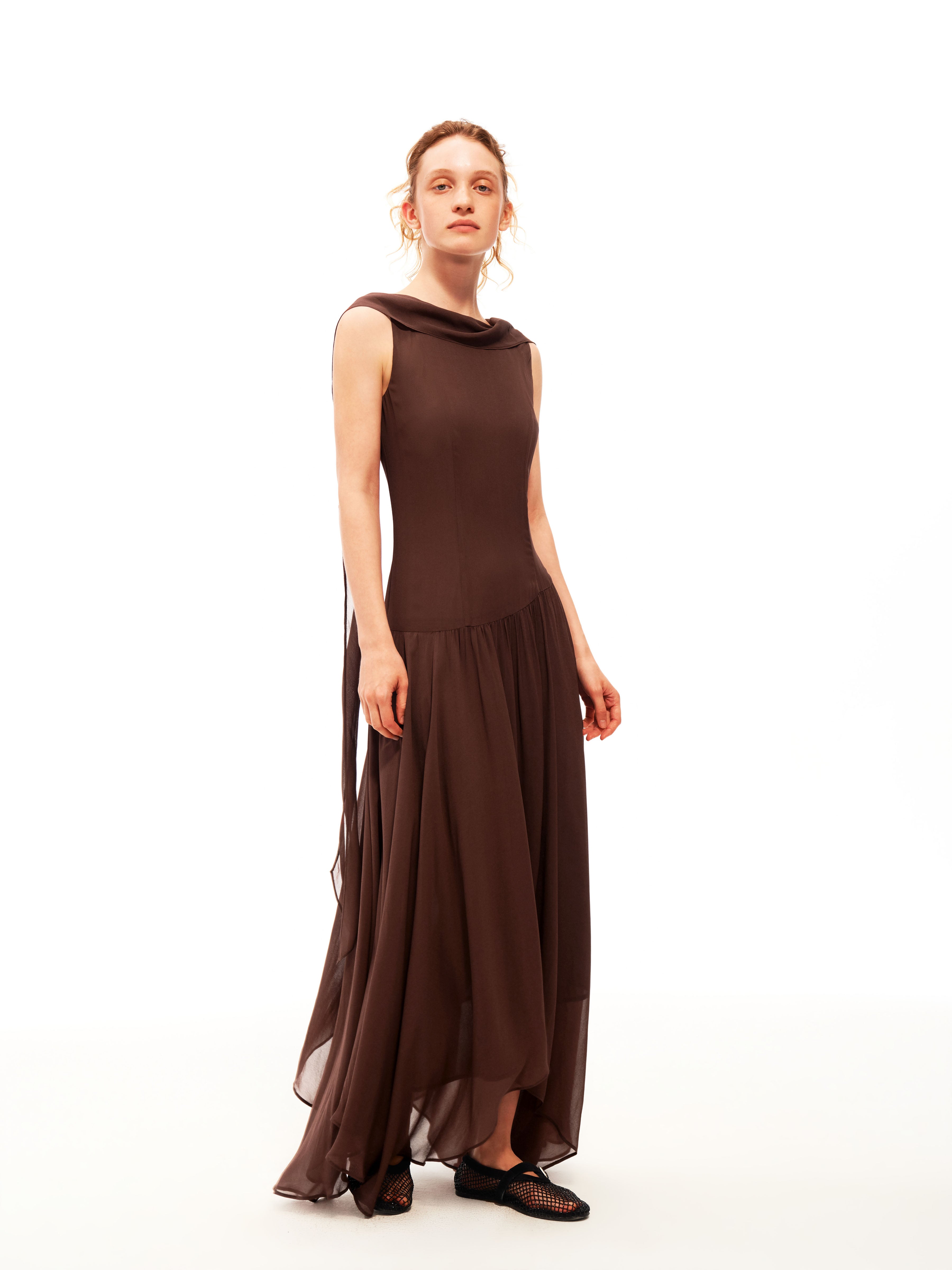 Draped Tie Maxi Dress