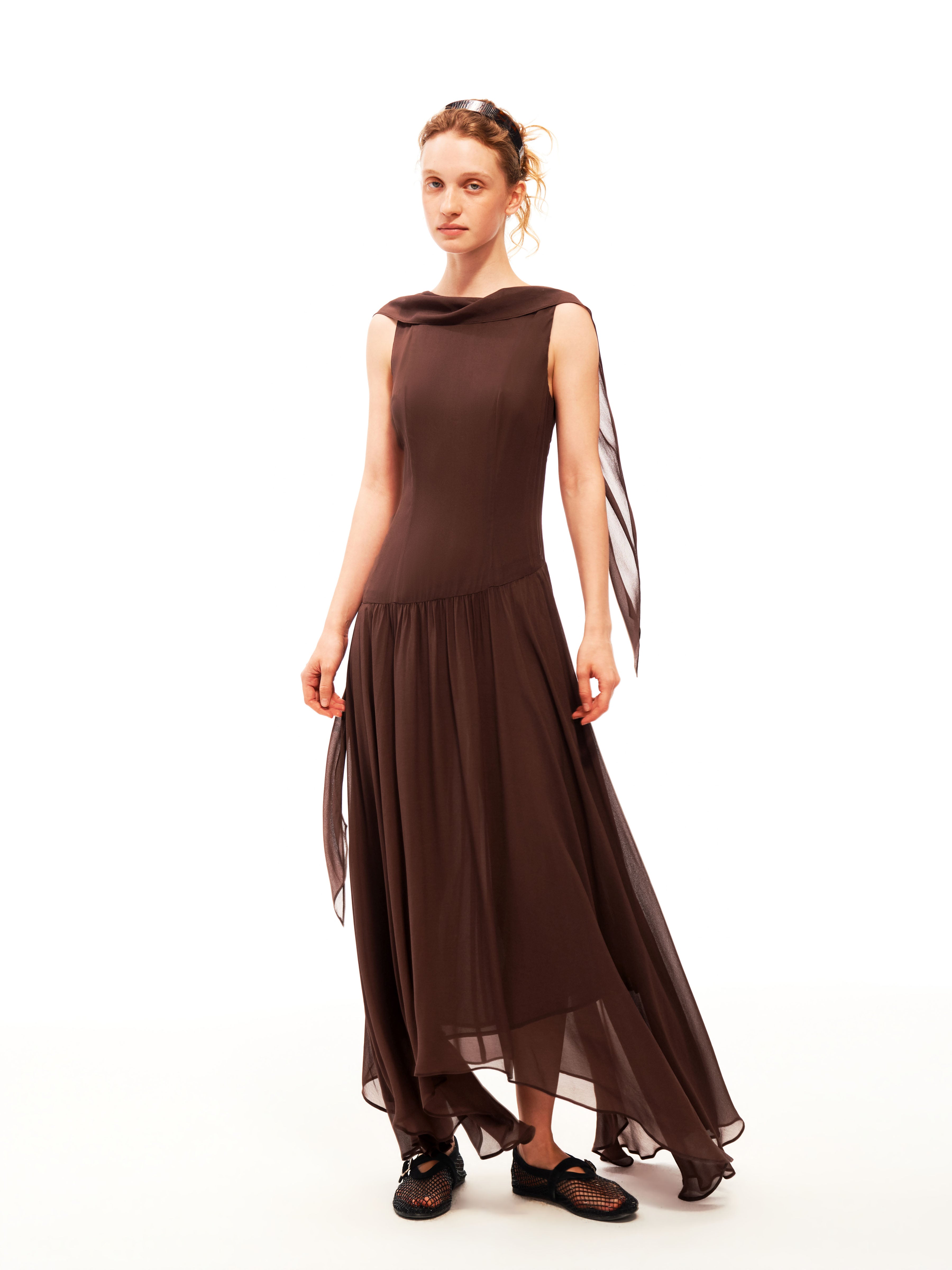 Draped Tie Maxi Dress