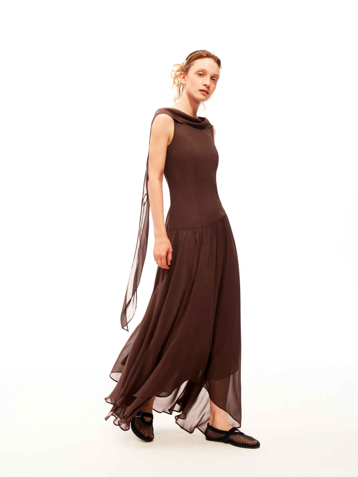 Draped Tie Maxi Dress