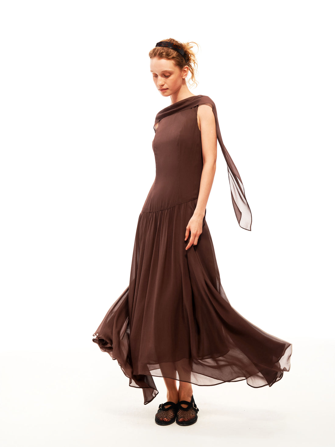 Draped Tie Maxi Dress
