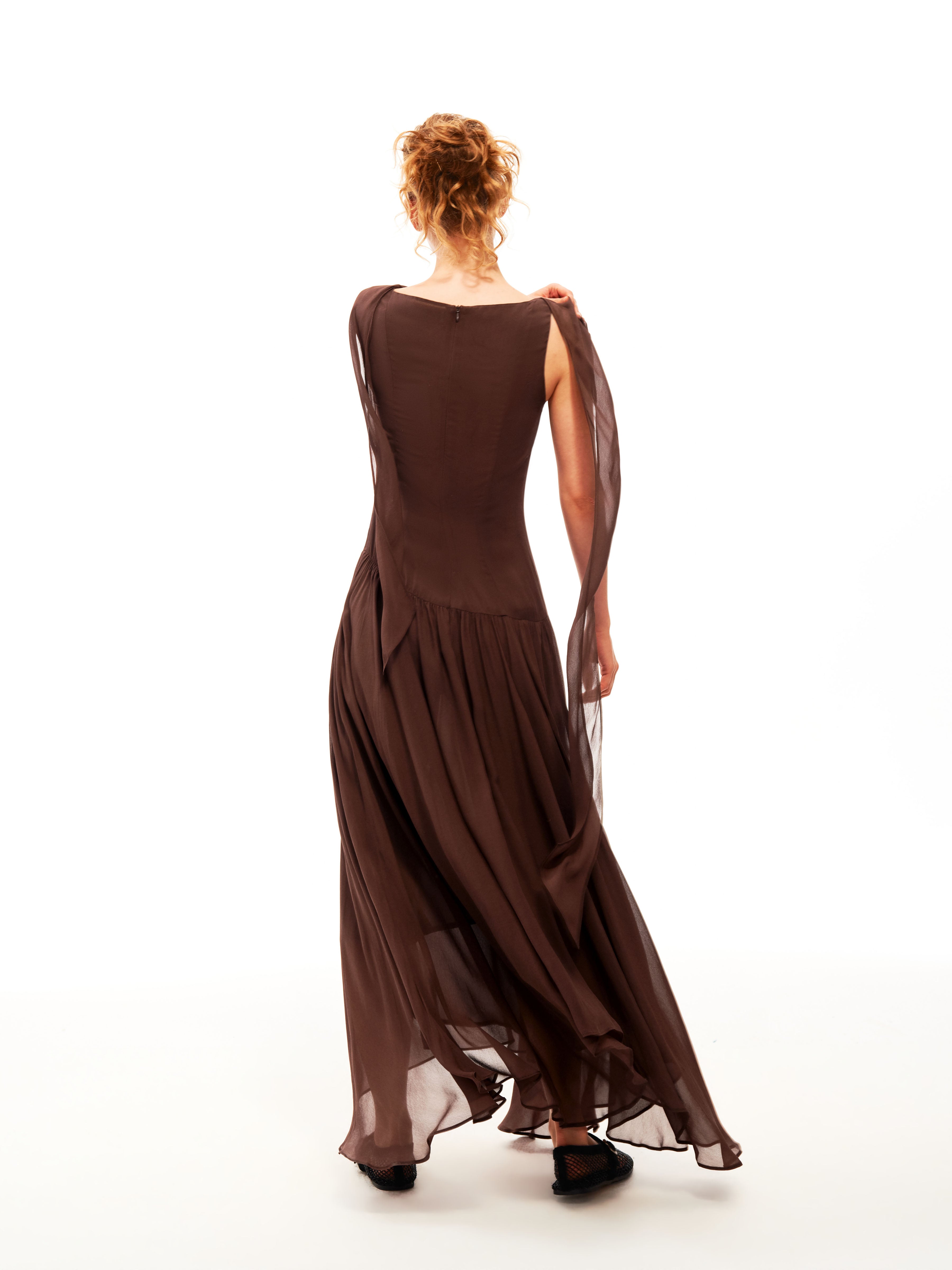 Draped Tie Maxi Dress