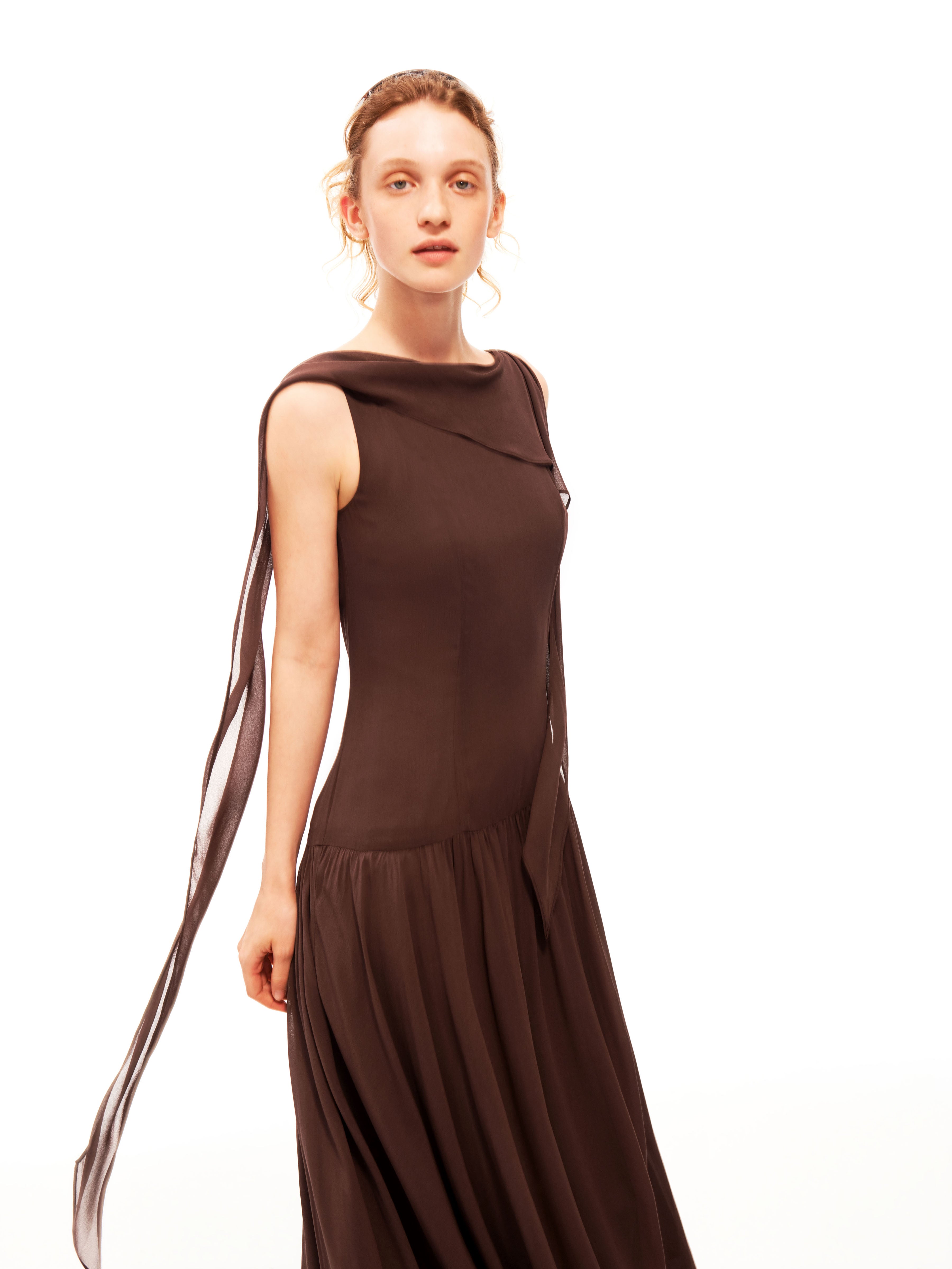 Draped Tie Maxi Dress