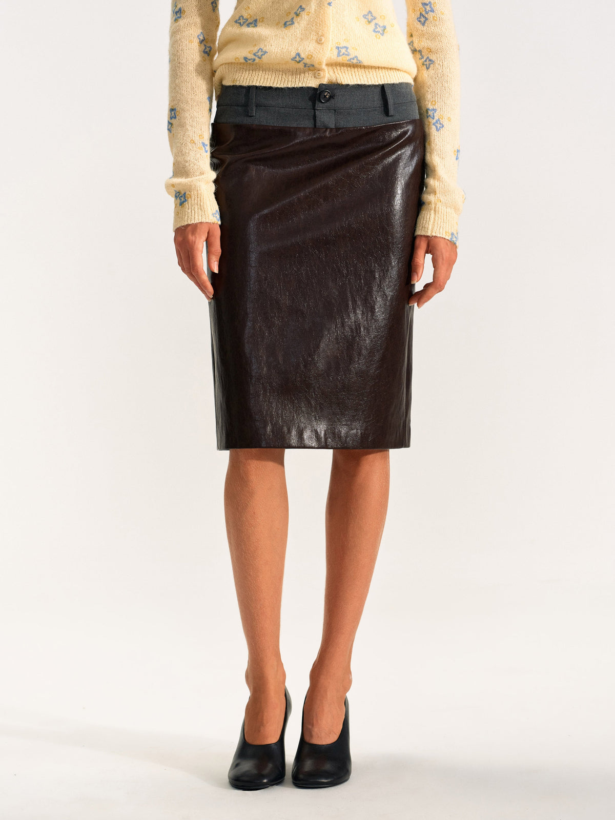 Counterpoint Leather Skirt
