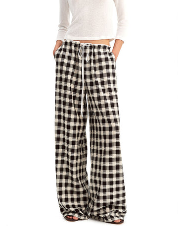 Plaid Relaxed Cotton Trousers