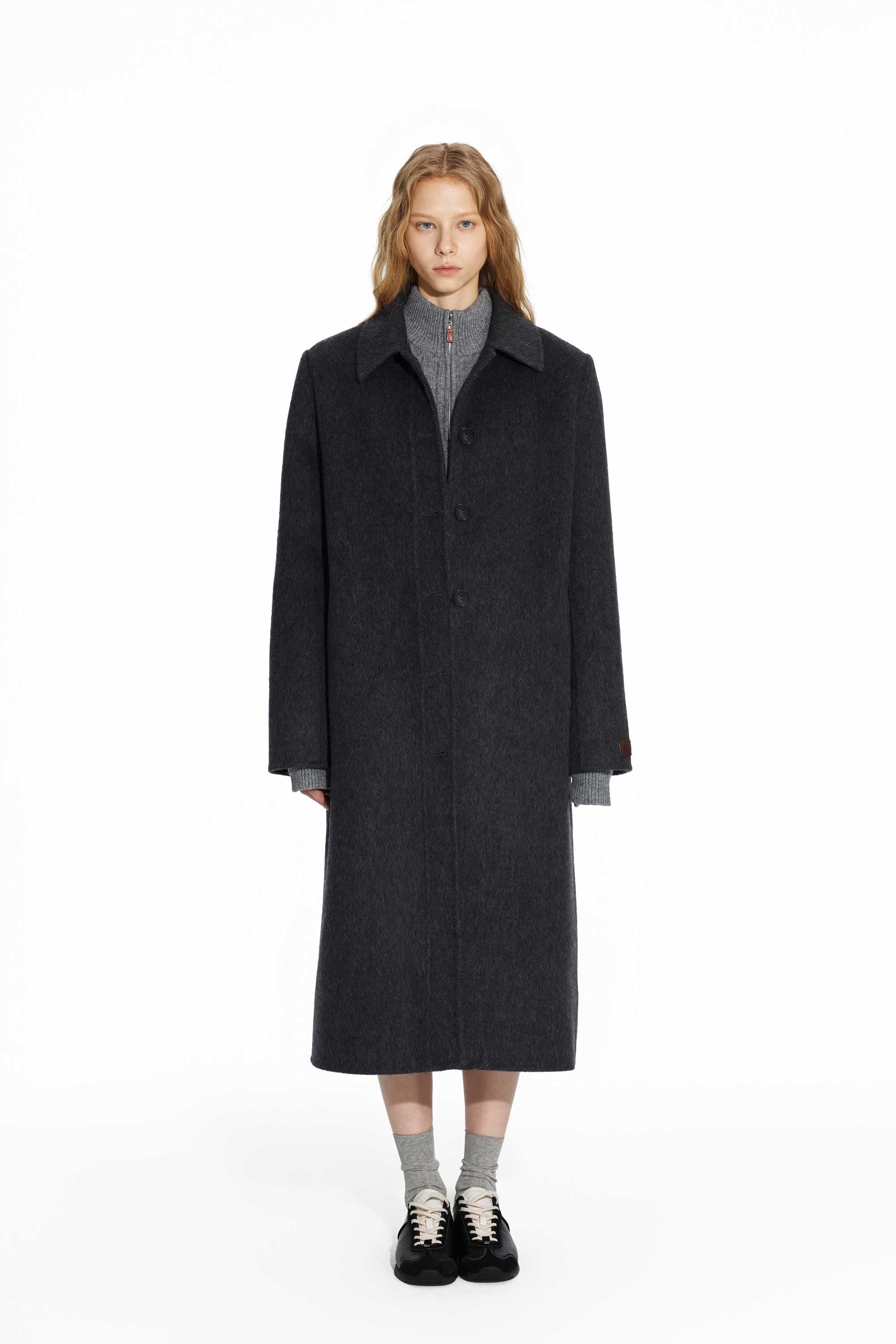 65% Wool Double-Face Coat with Detachable Scarf