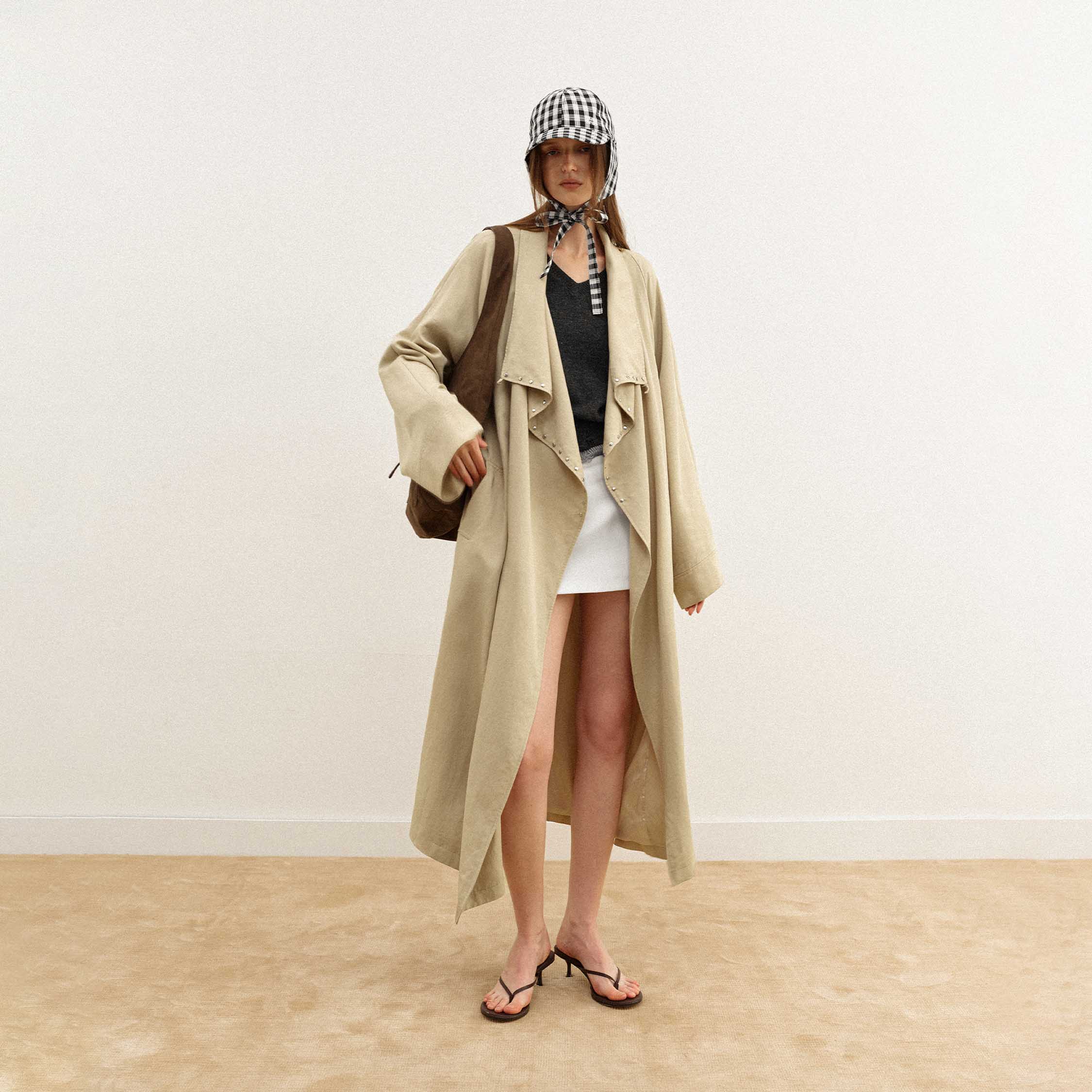 Tencel Draped Trench Coat