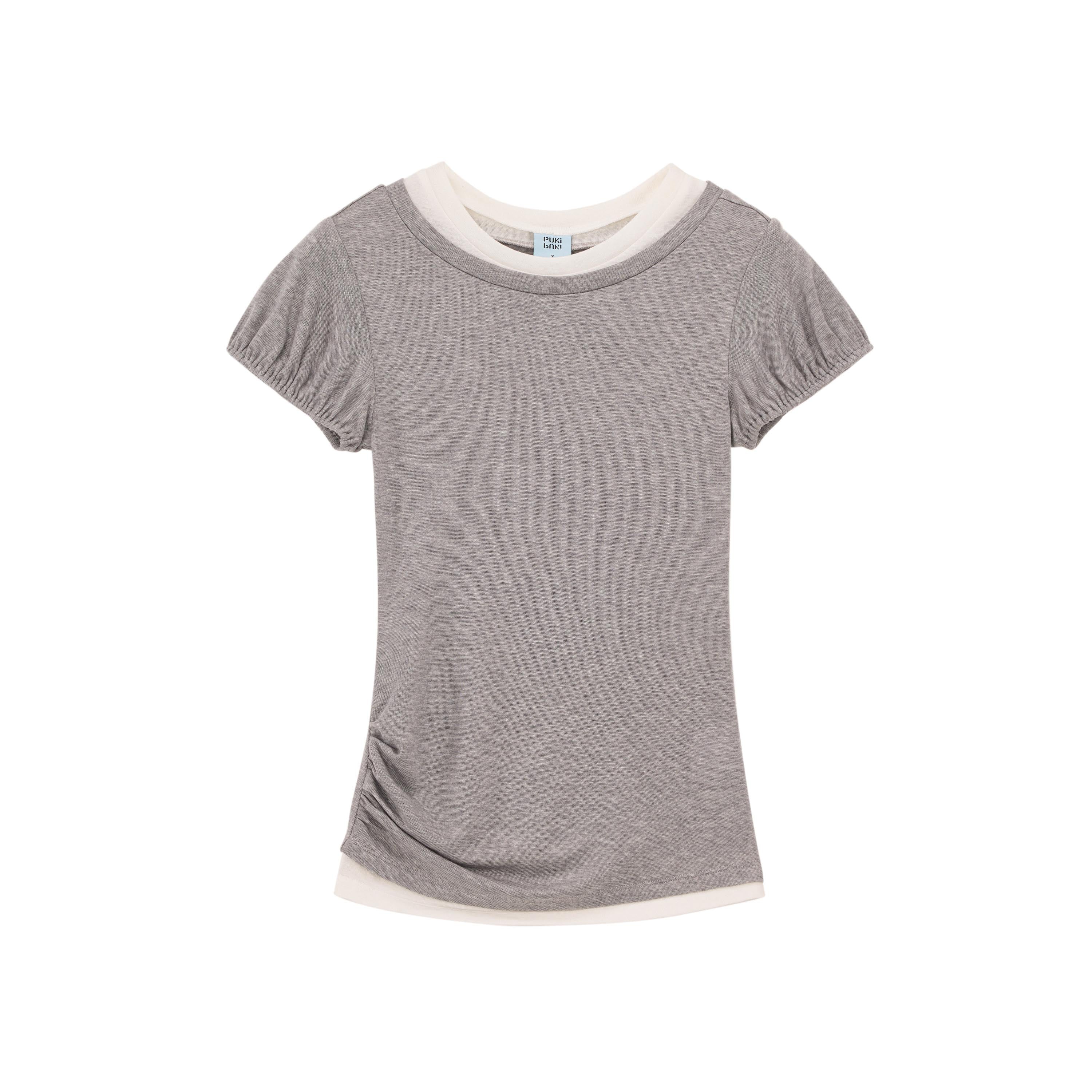 Contrast Layered Puff Sleeve Top