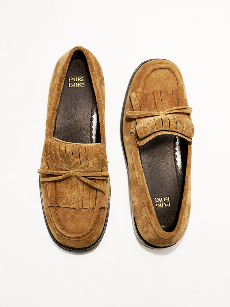 Tassel bow leather loafer