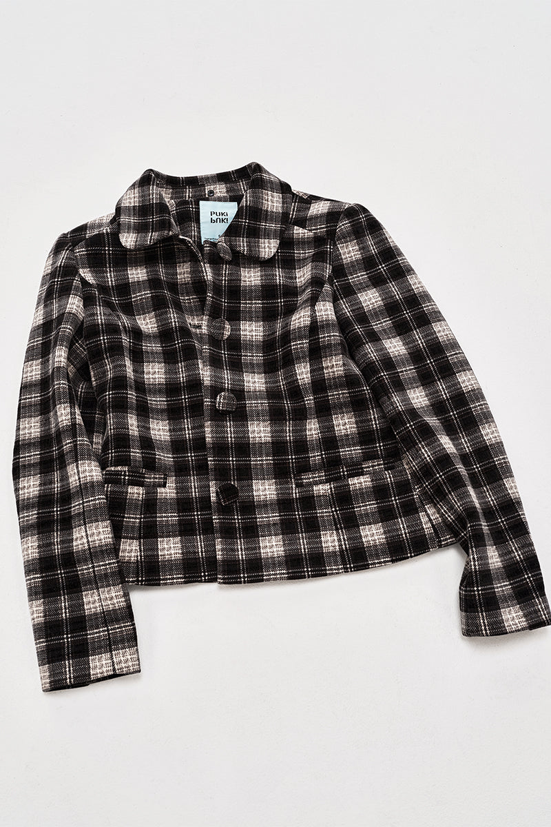 Check Tweed Set with Faux Fur Collar Set