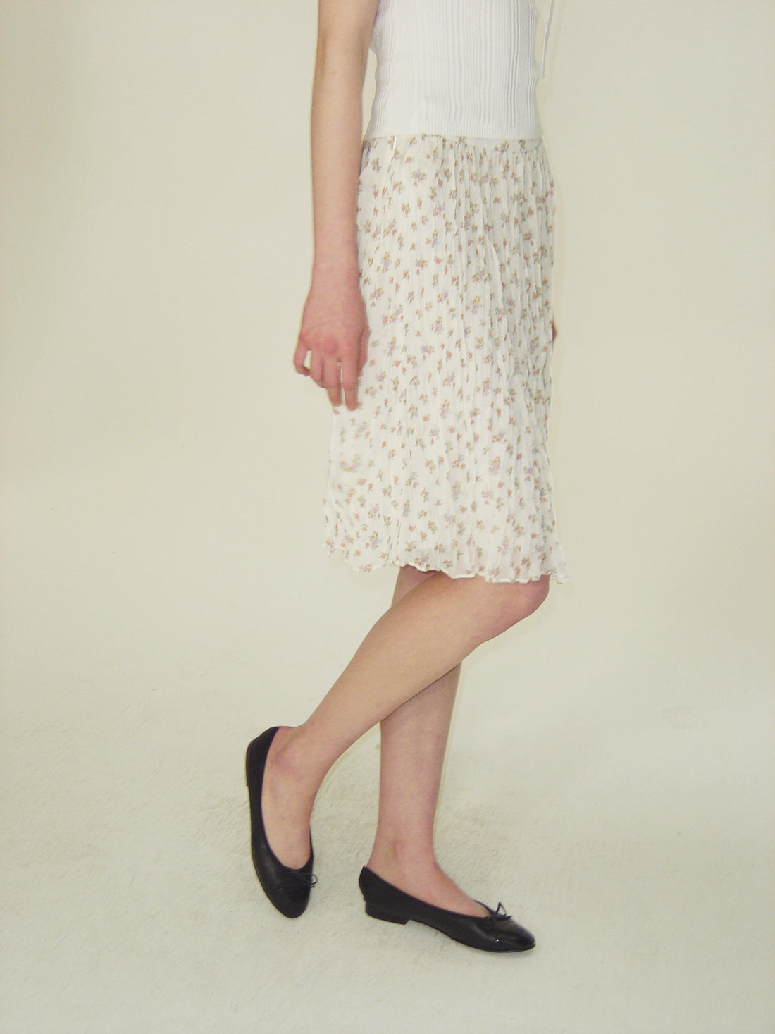 Floral Crinkle Midi Skirt