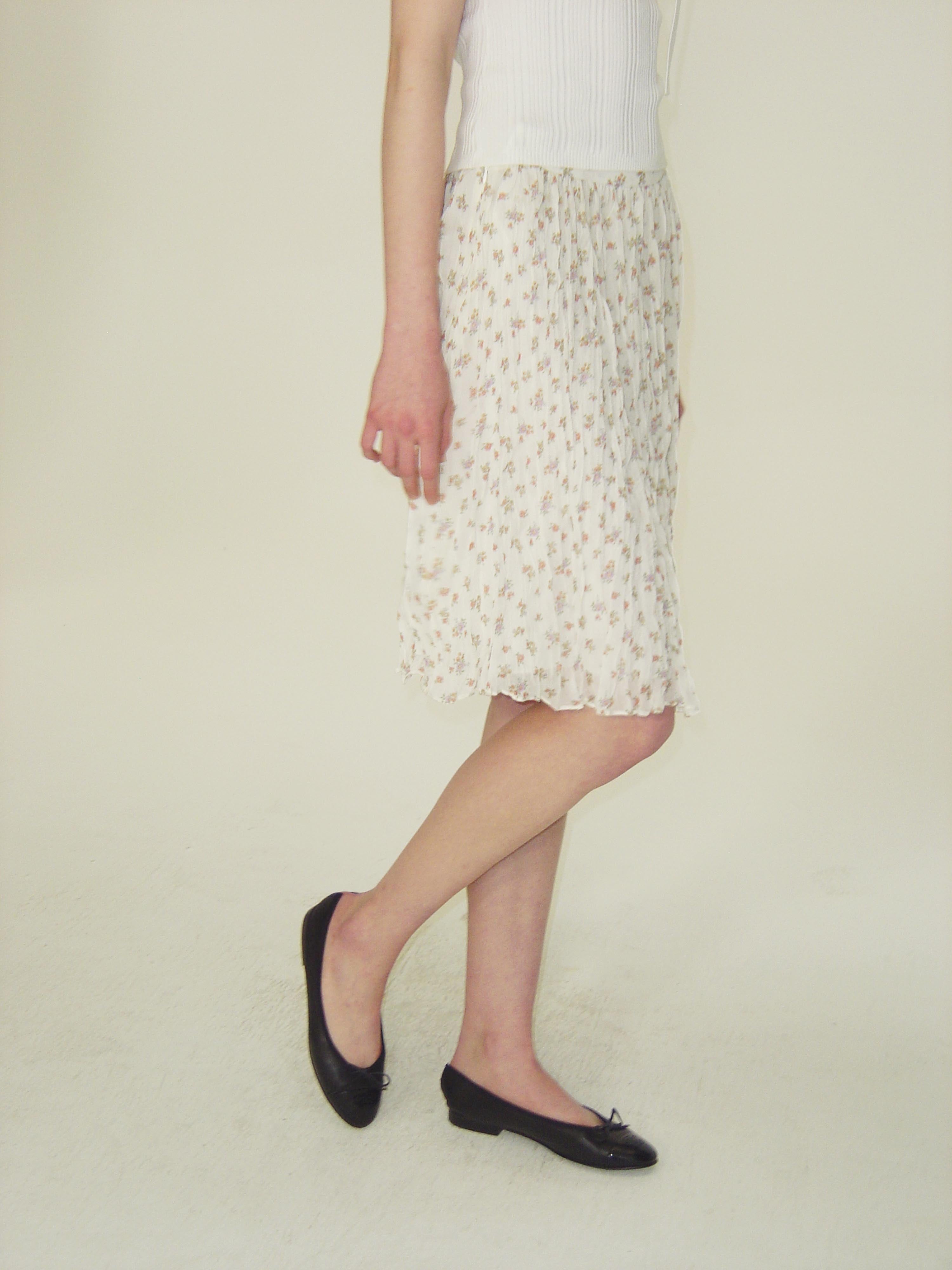 Floral Crinkle Midi Skirt