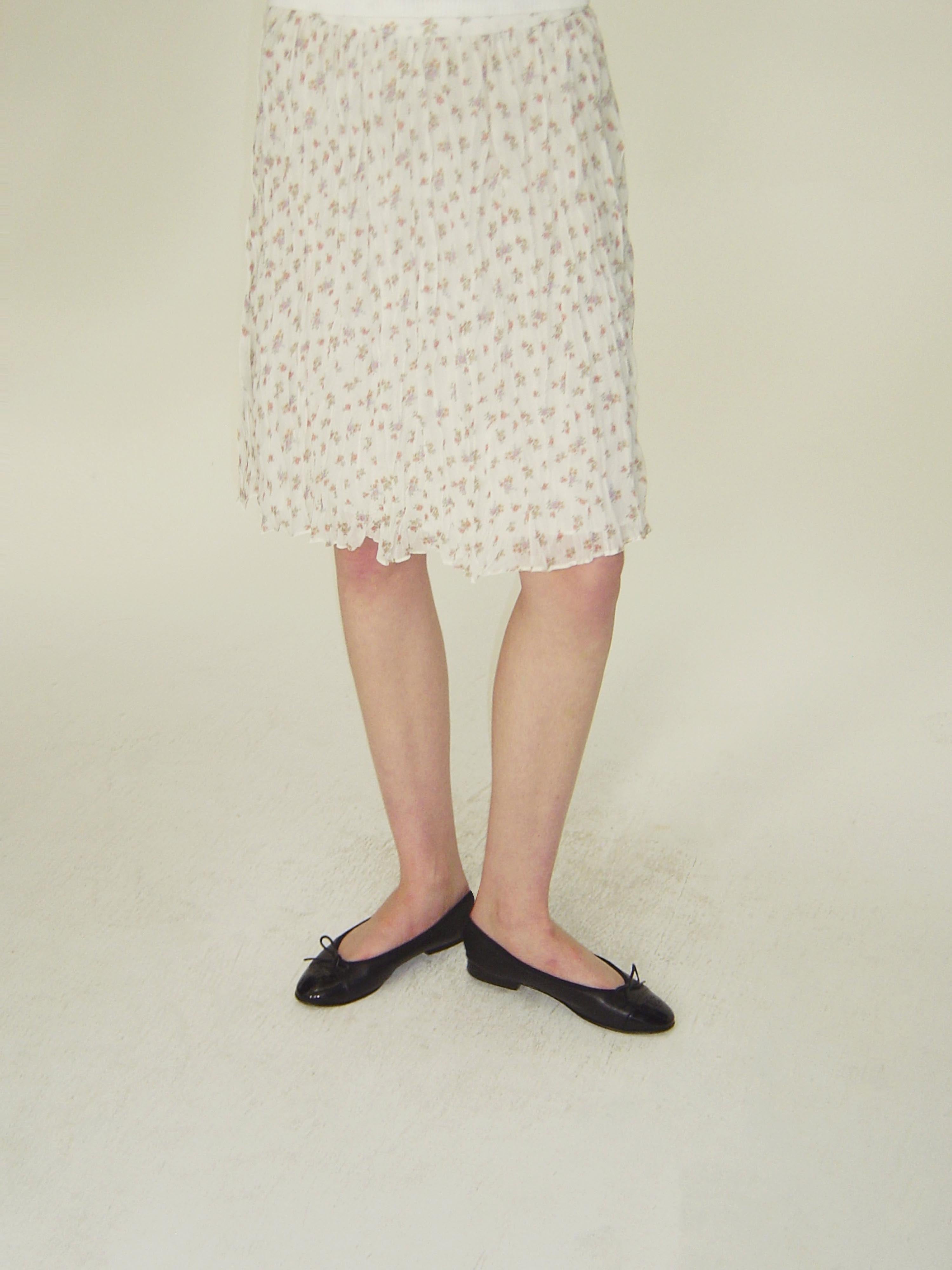Floral Crinkle Midi Skirt