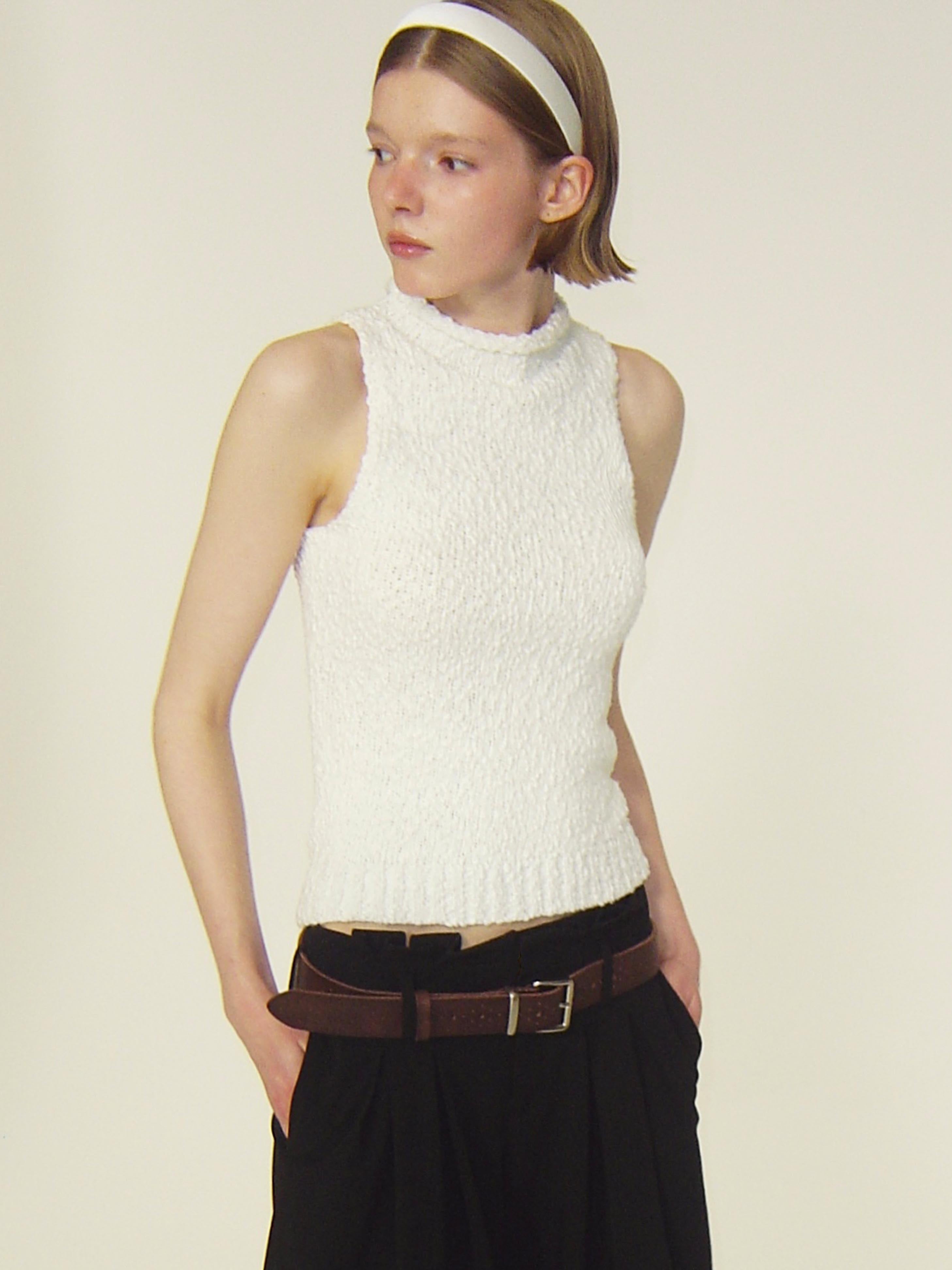 High Neck Knit Tank Top