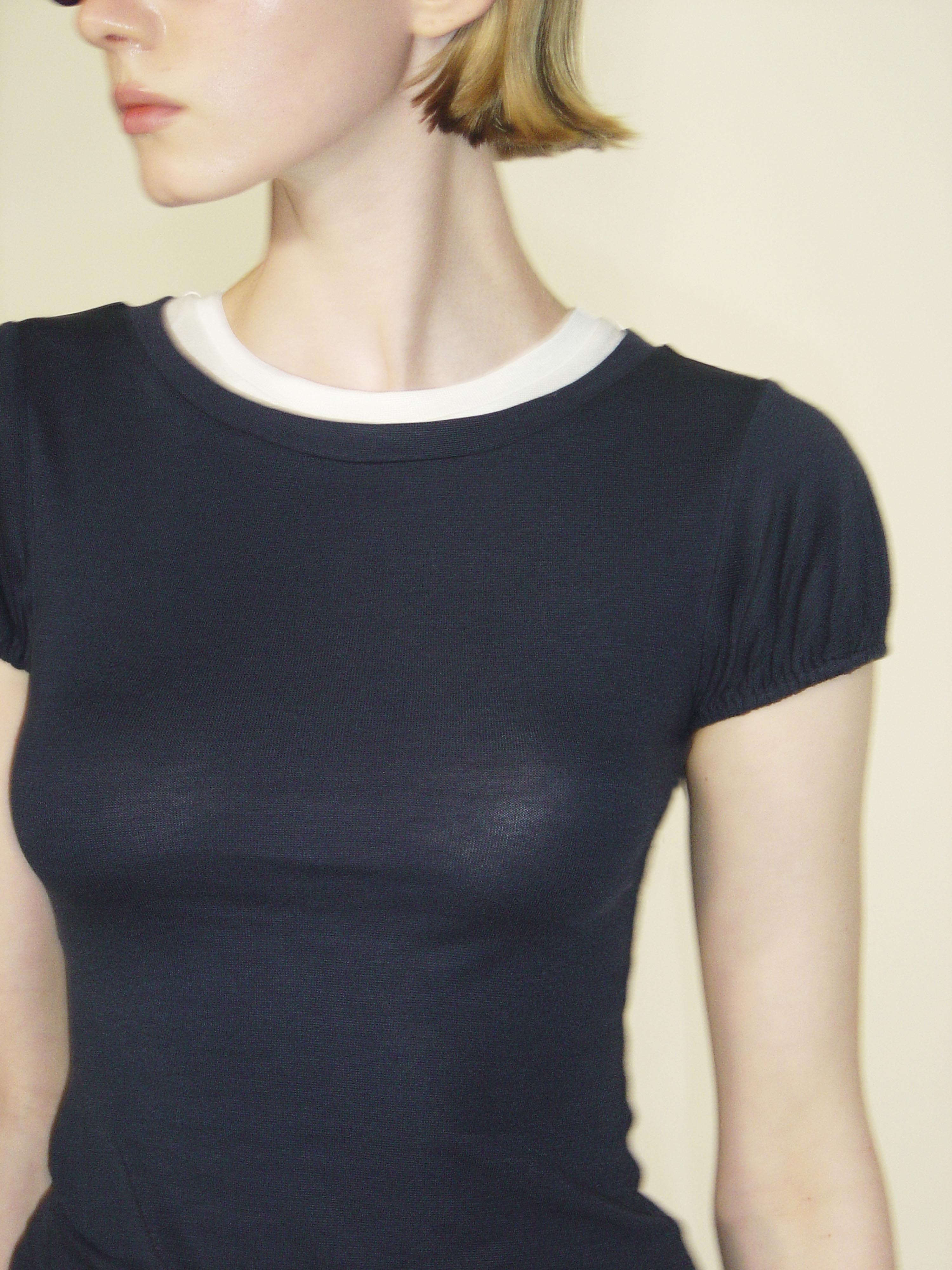 Contrast Layered Puff Sleeve Top