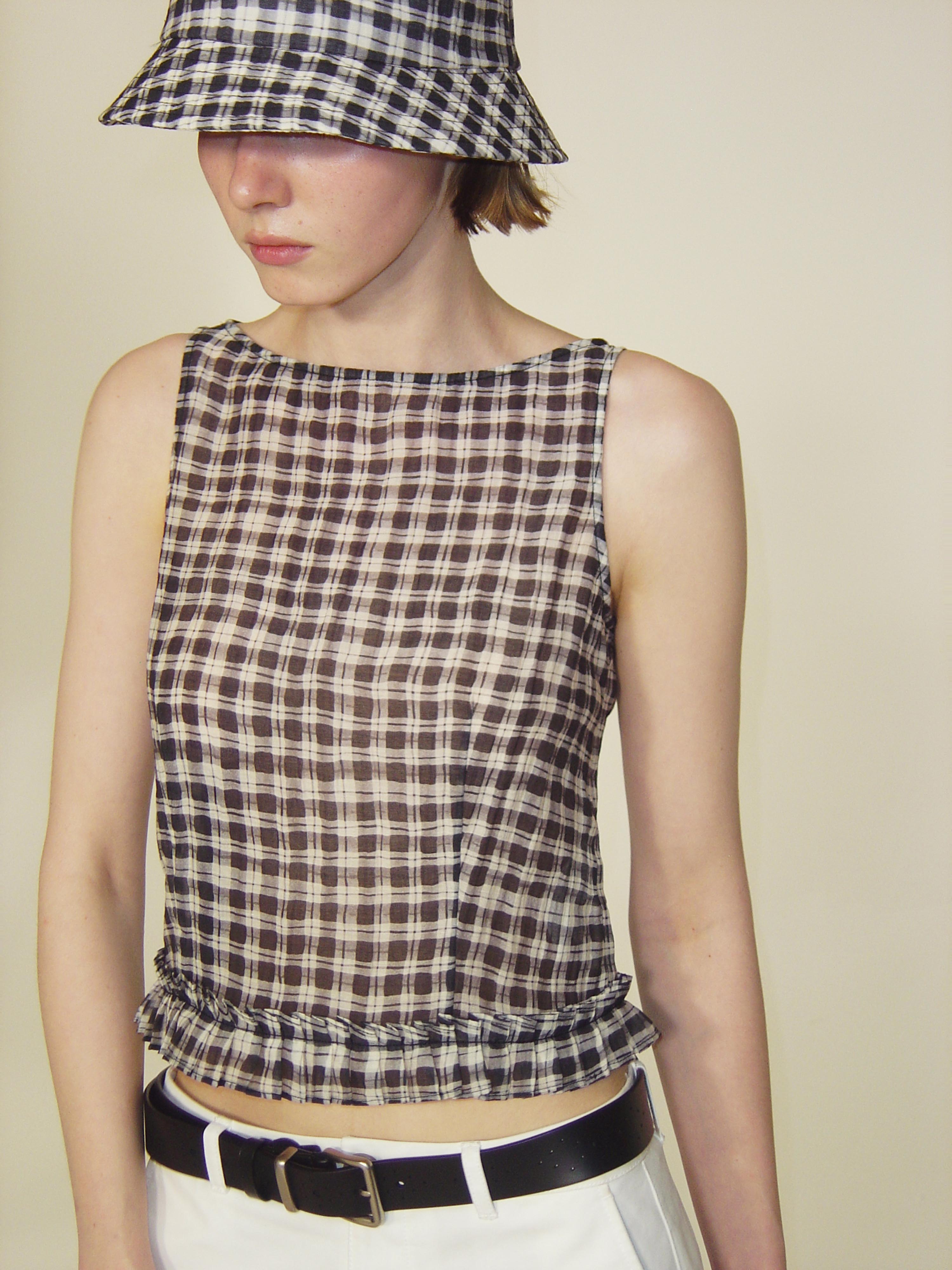 Sheer Gingham Lace Tank