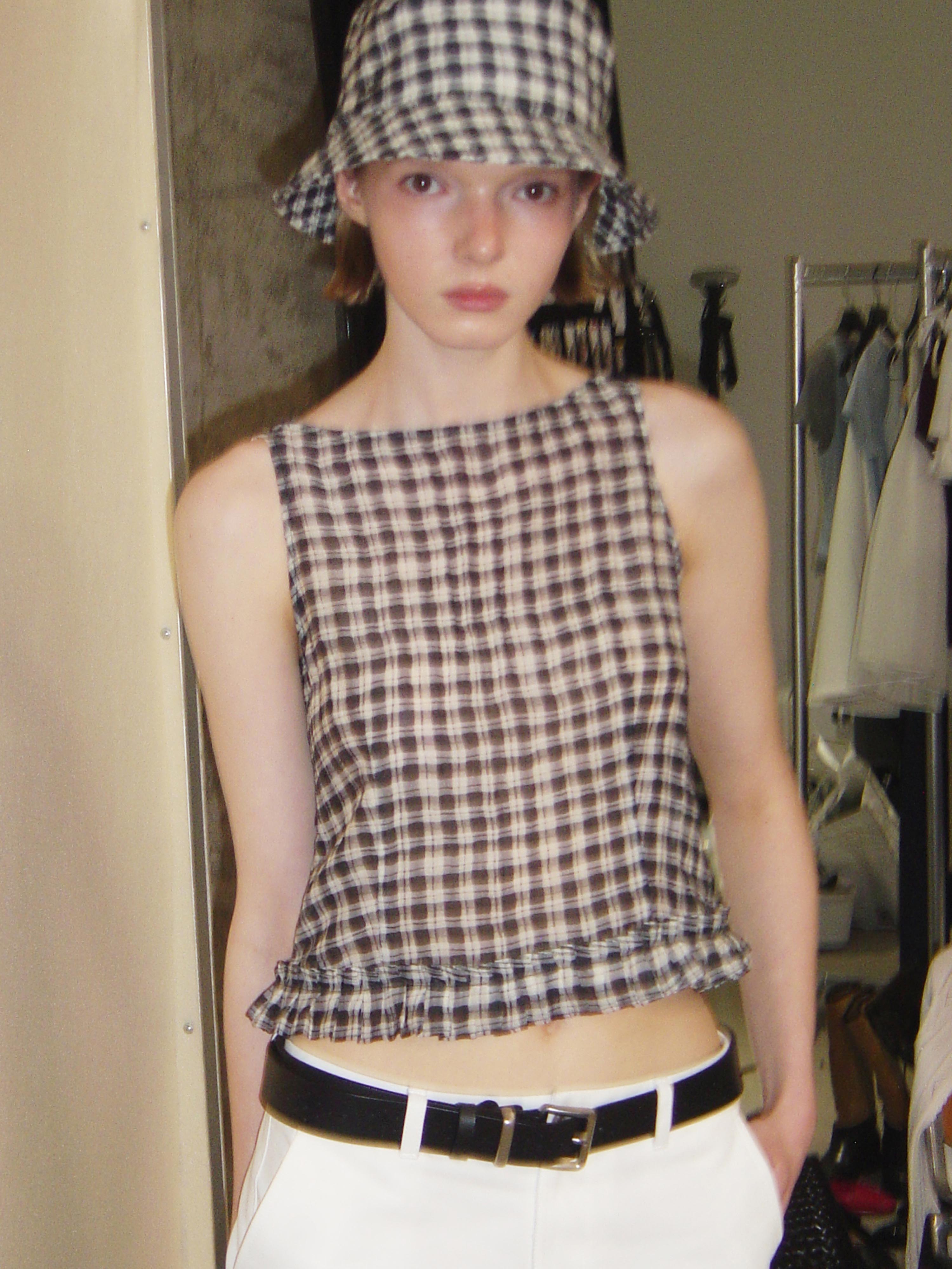 Sheer Gingham Lace Tank