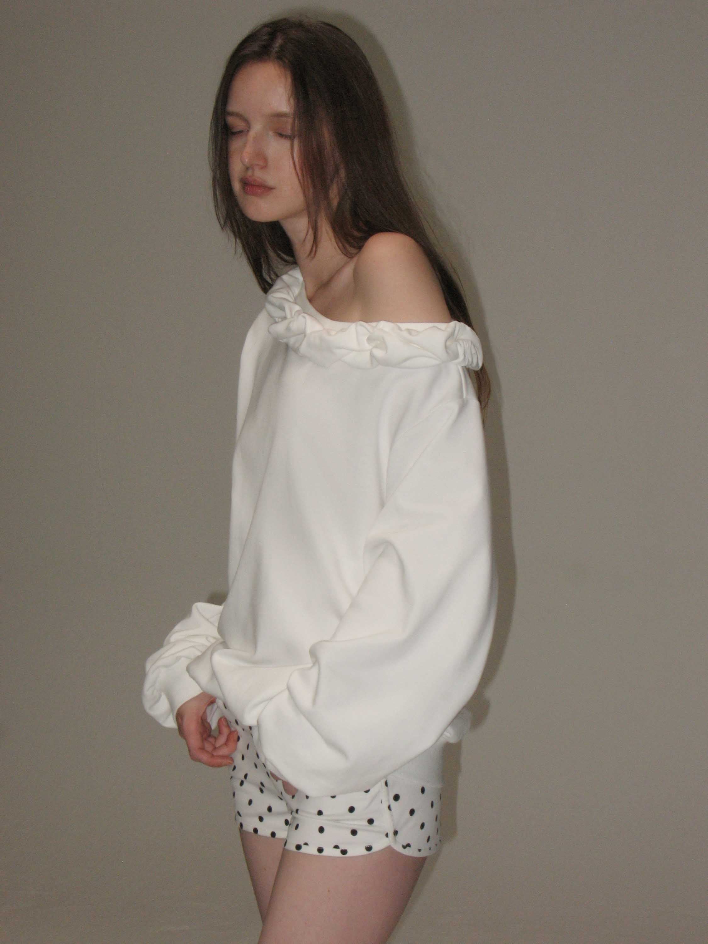 Off-Shoulder Ruffle Sweatshirt