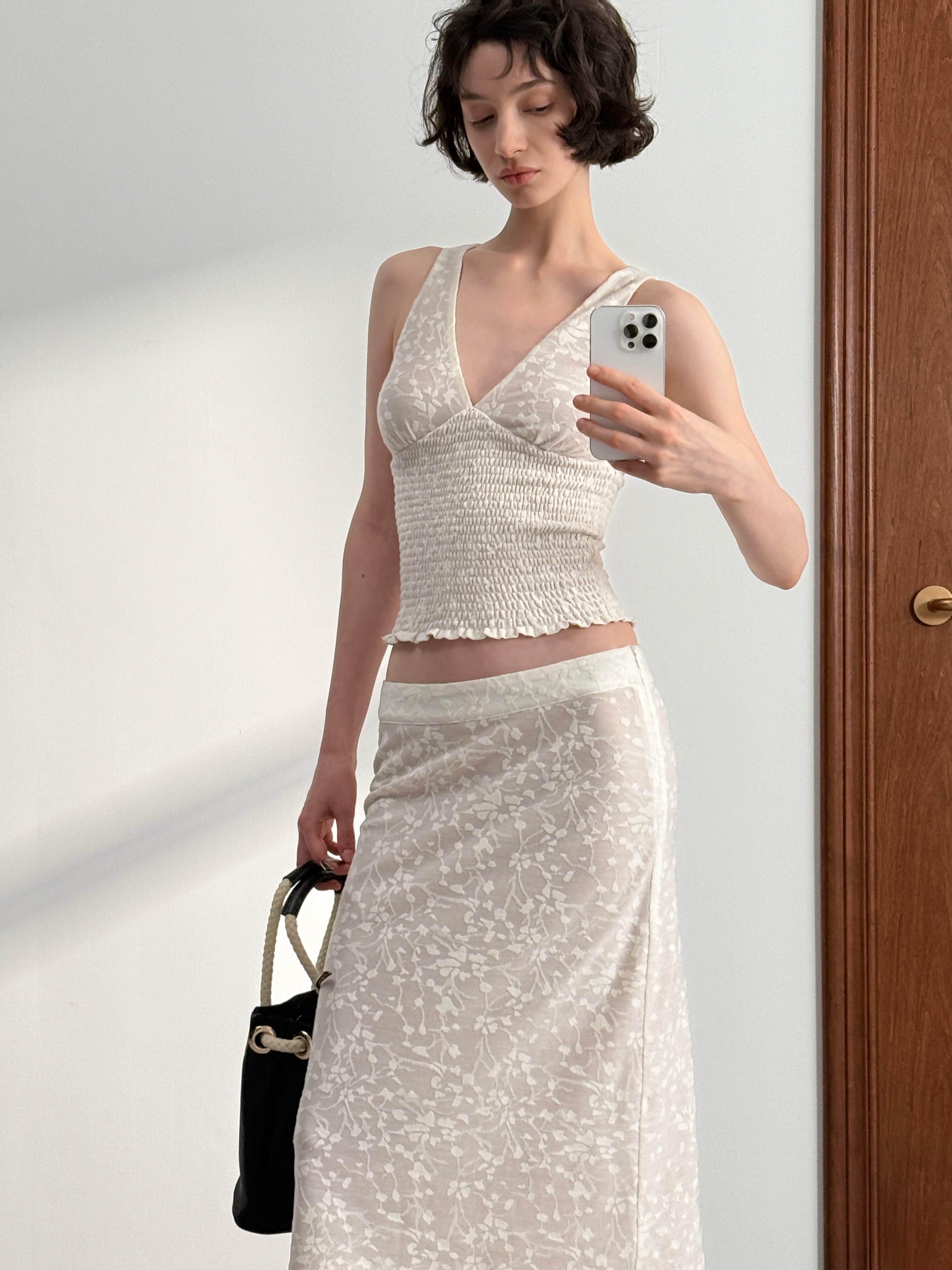 Jacquard Textured Sleeveless Set